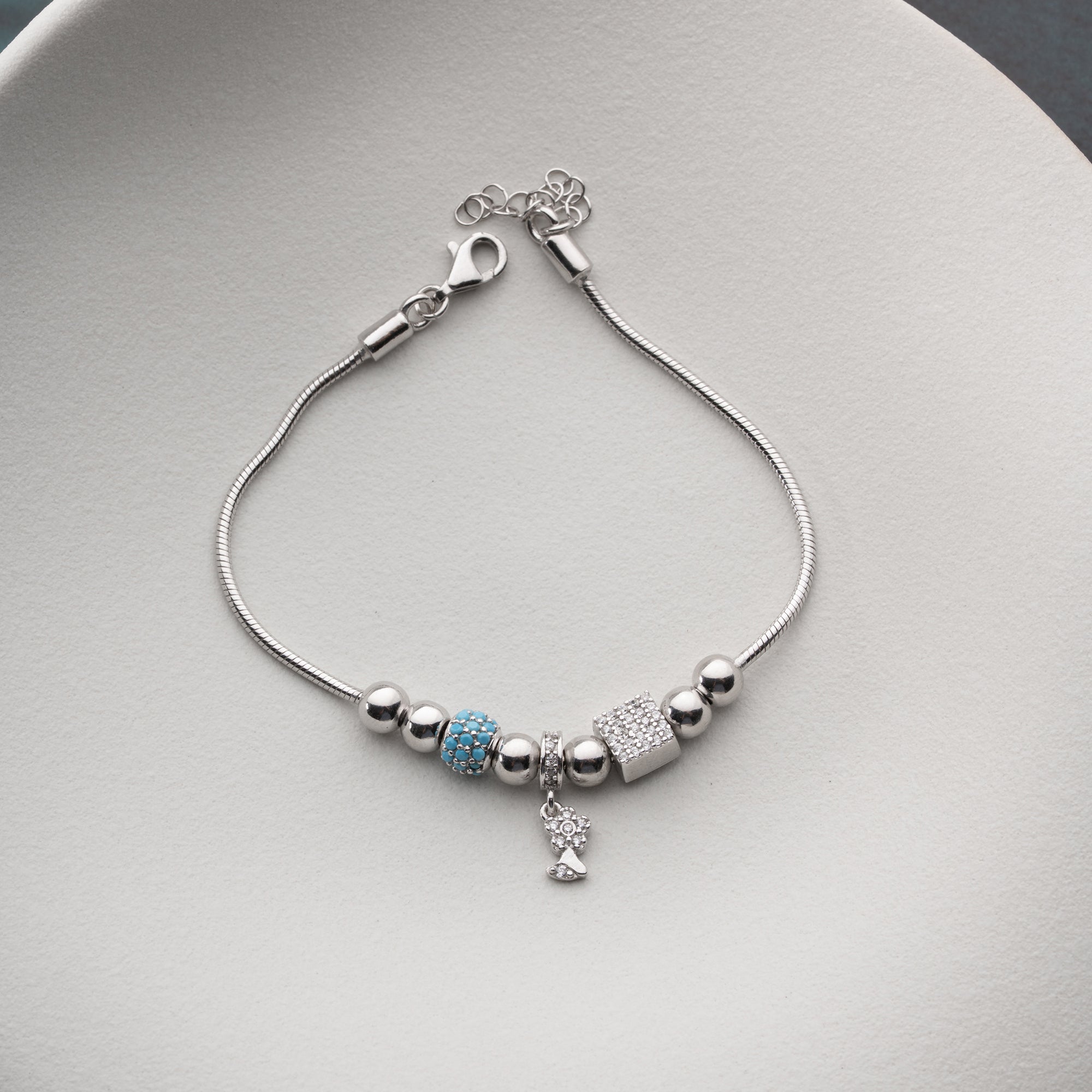 CHARM MIT STEIN ARMKETTE | 925 SILBER