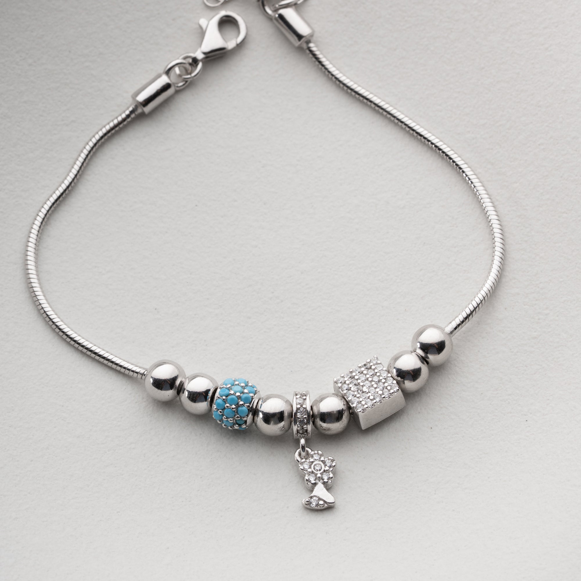 CHARM MIT STEIN ARMKETTE | 925 SILBER