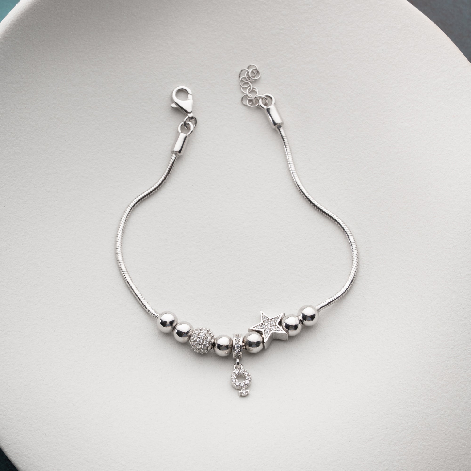 MIT STERN-CHARM MIT STEINEN ARMKETTE | 925 SILBER