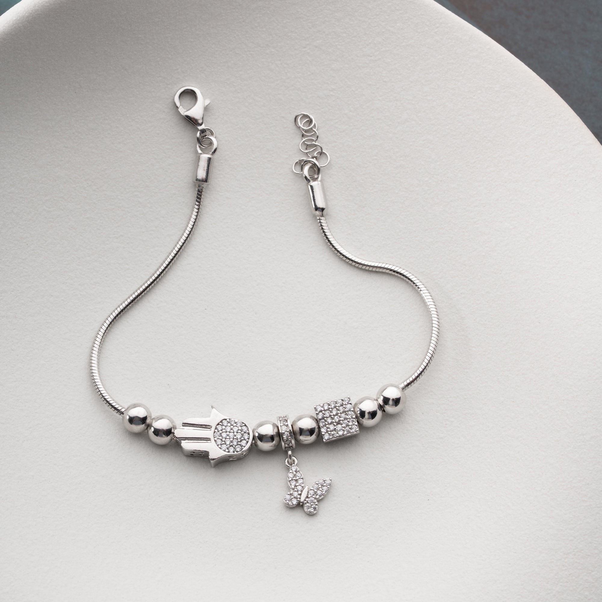 SCHMETTERLINGS-DANGLE-CHARM ARMKETTE | 925 SILBER