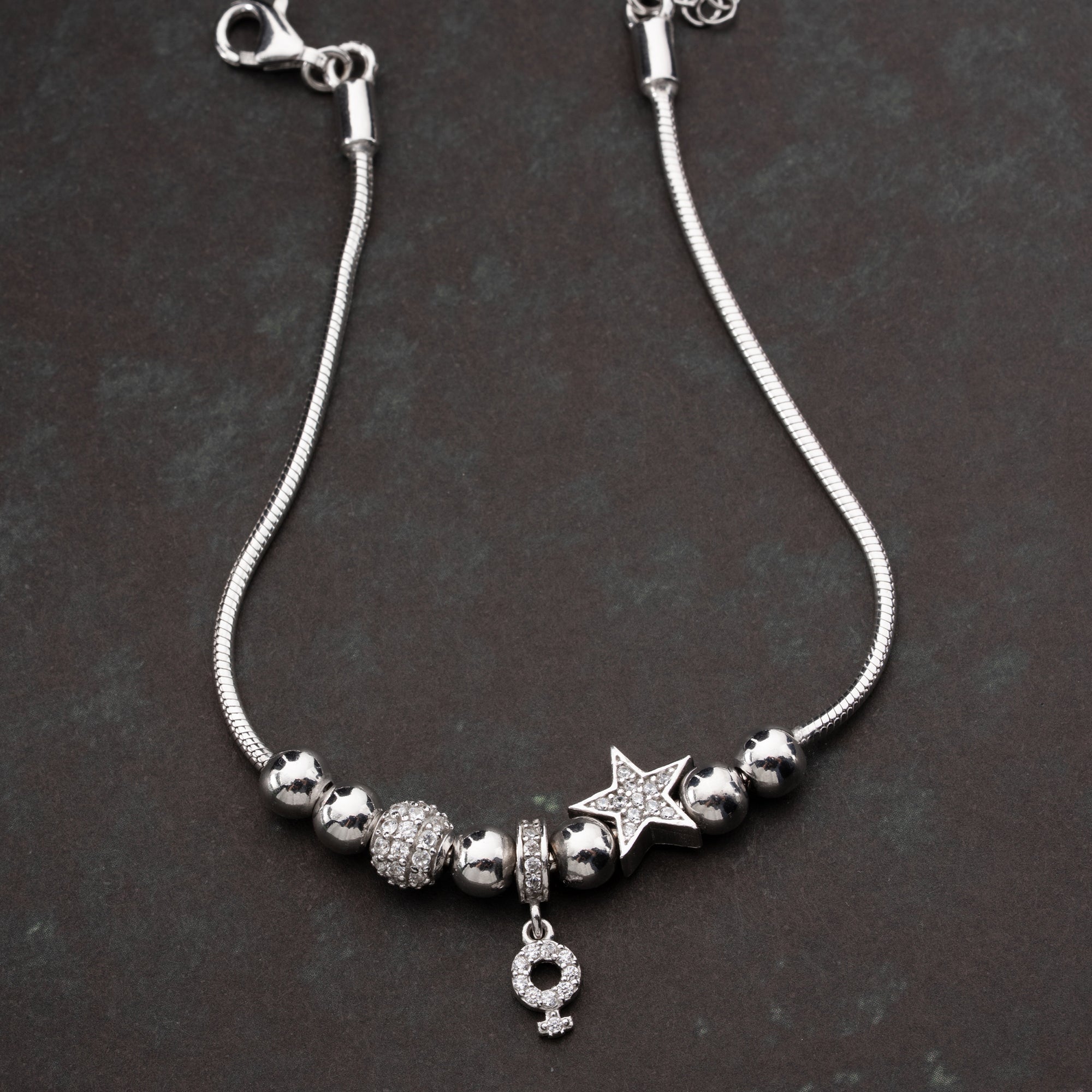MIT STERN-CHARM MIT STEINEN ARMKETTE | 925 SILBER