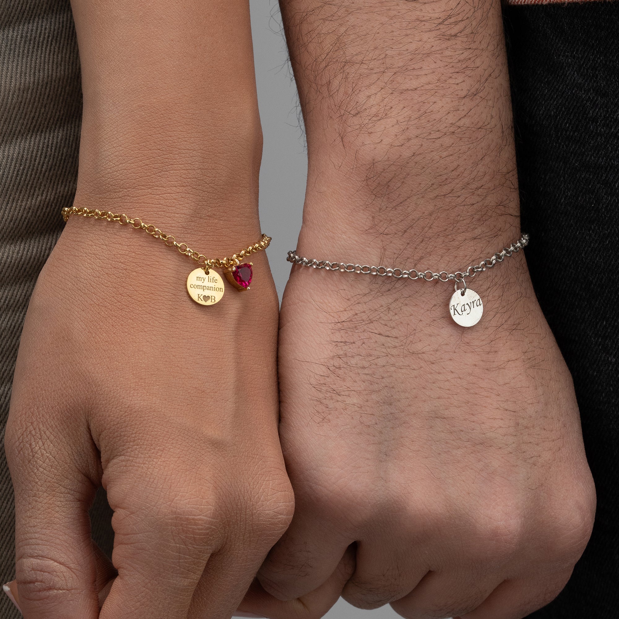 PERSONALISIERTE PLÄTTCHEN PAAR-ARMBÄNDER | 925 SILBER