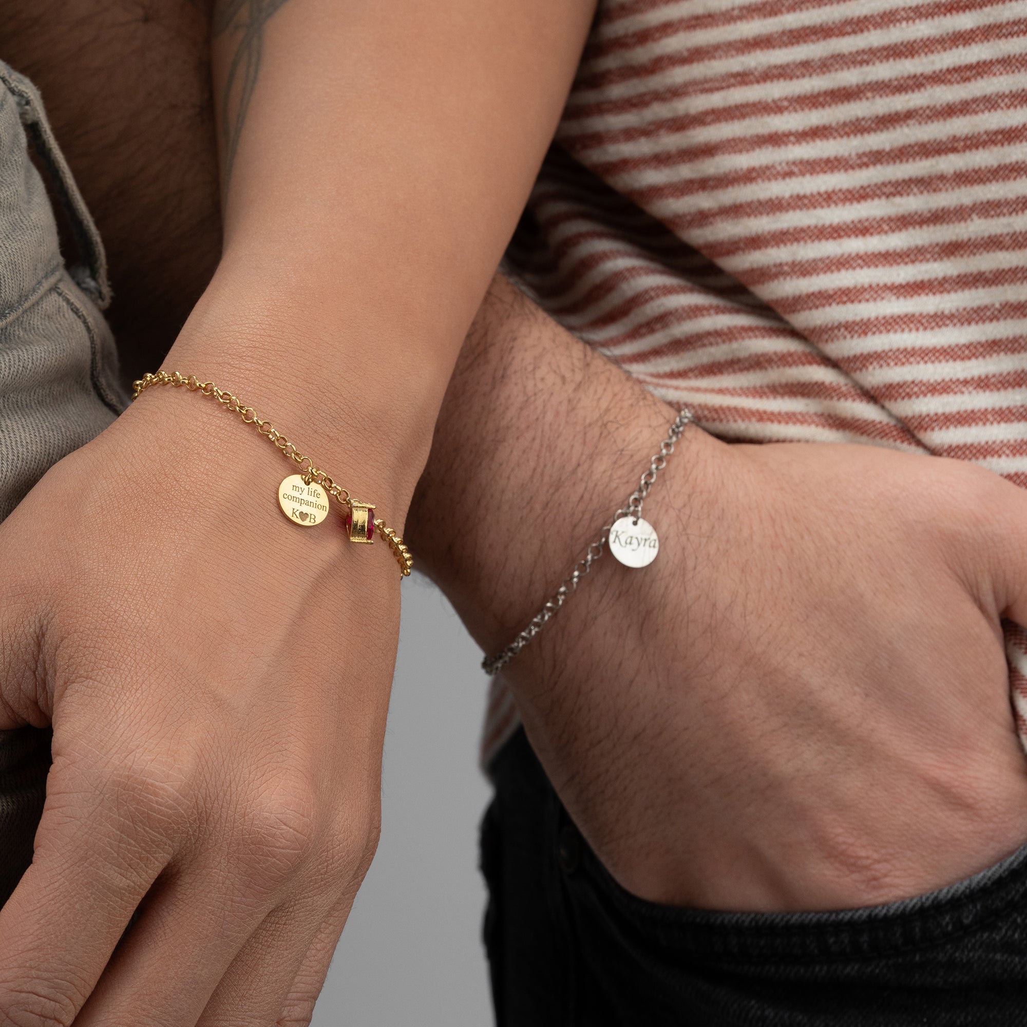PERSONALISIERTE PLÄTTCHEN PAAR-ARMBÄNDER | 925 SILBER