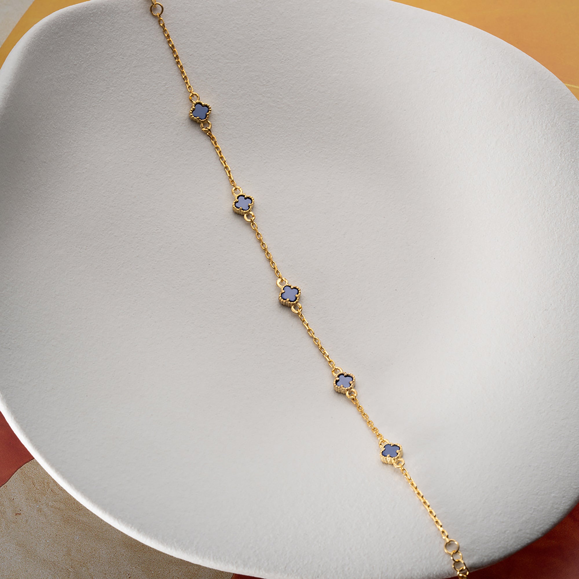 MINIMAL BLAUER KLEE ARMKETTE | 925 SILBER