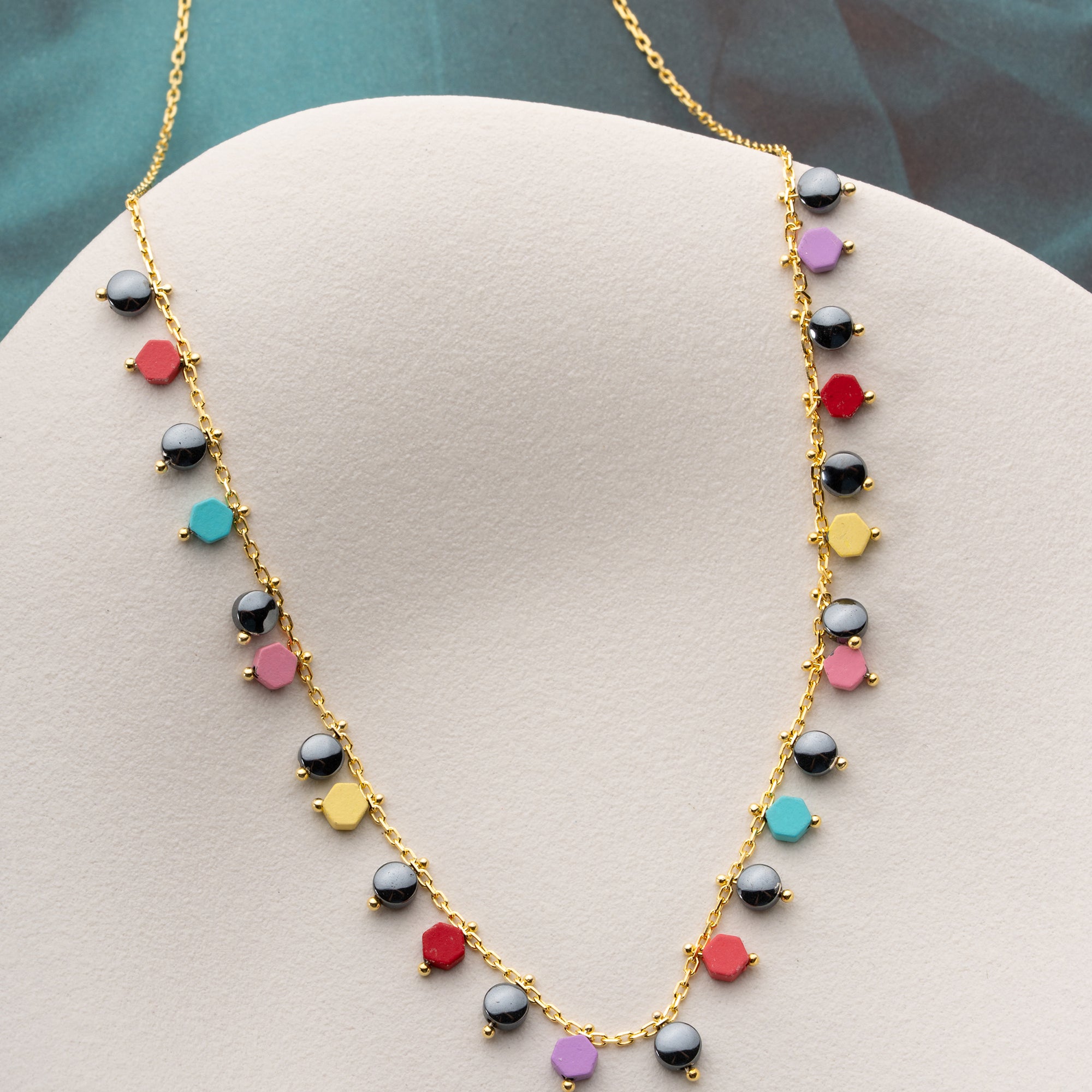 BUNTE PLÄTTCHEN HALSKETTE | 925 SILBER