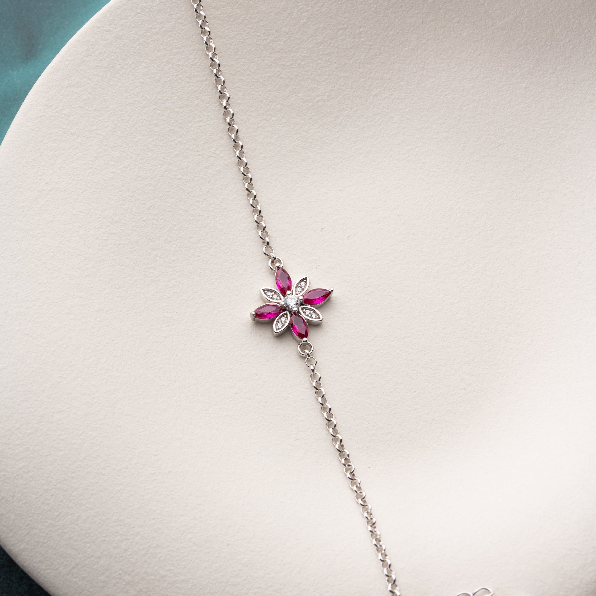 FUCHSIA BLUME ARMKETTE | 925 SILBER