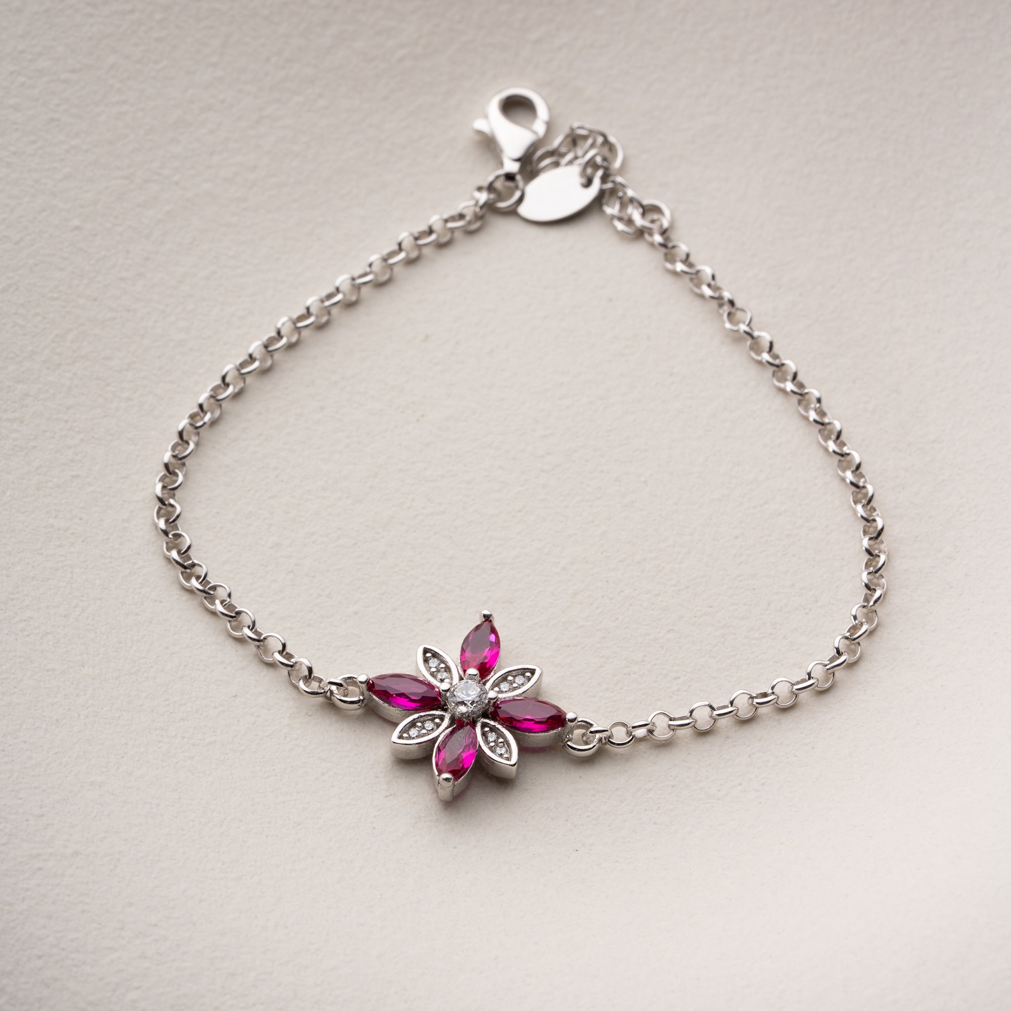 FUCHSIA BLUME ARMKETTE | 925 SILBER