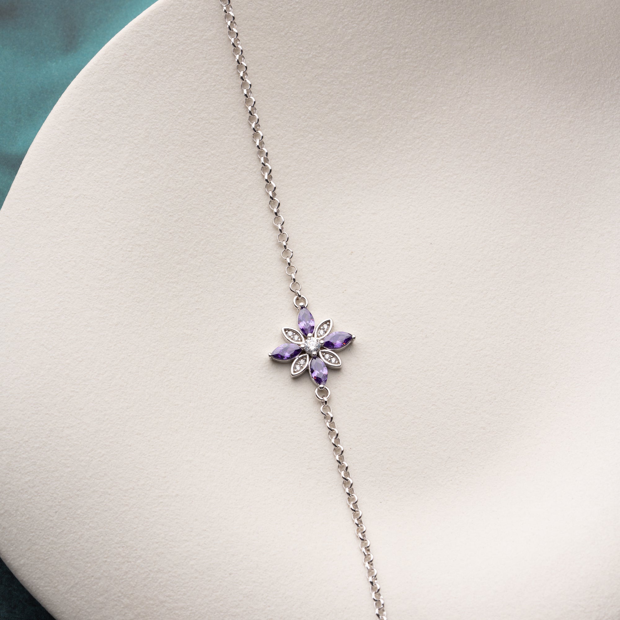 VIOLETT BLUME ARMKETTE | 925 SILBER
