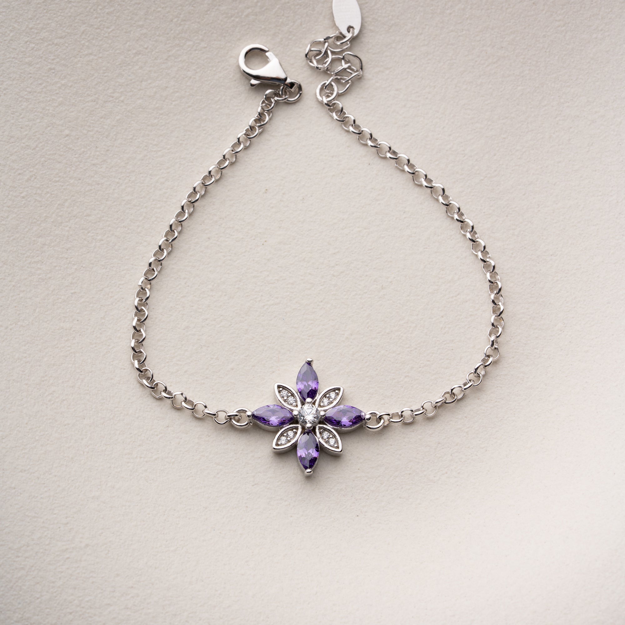 VIOLETT BLUME ARMKETTE | 925 SILBER