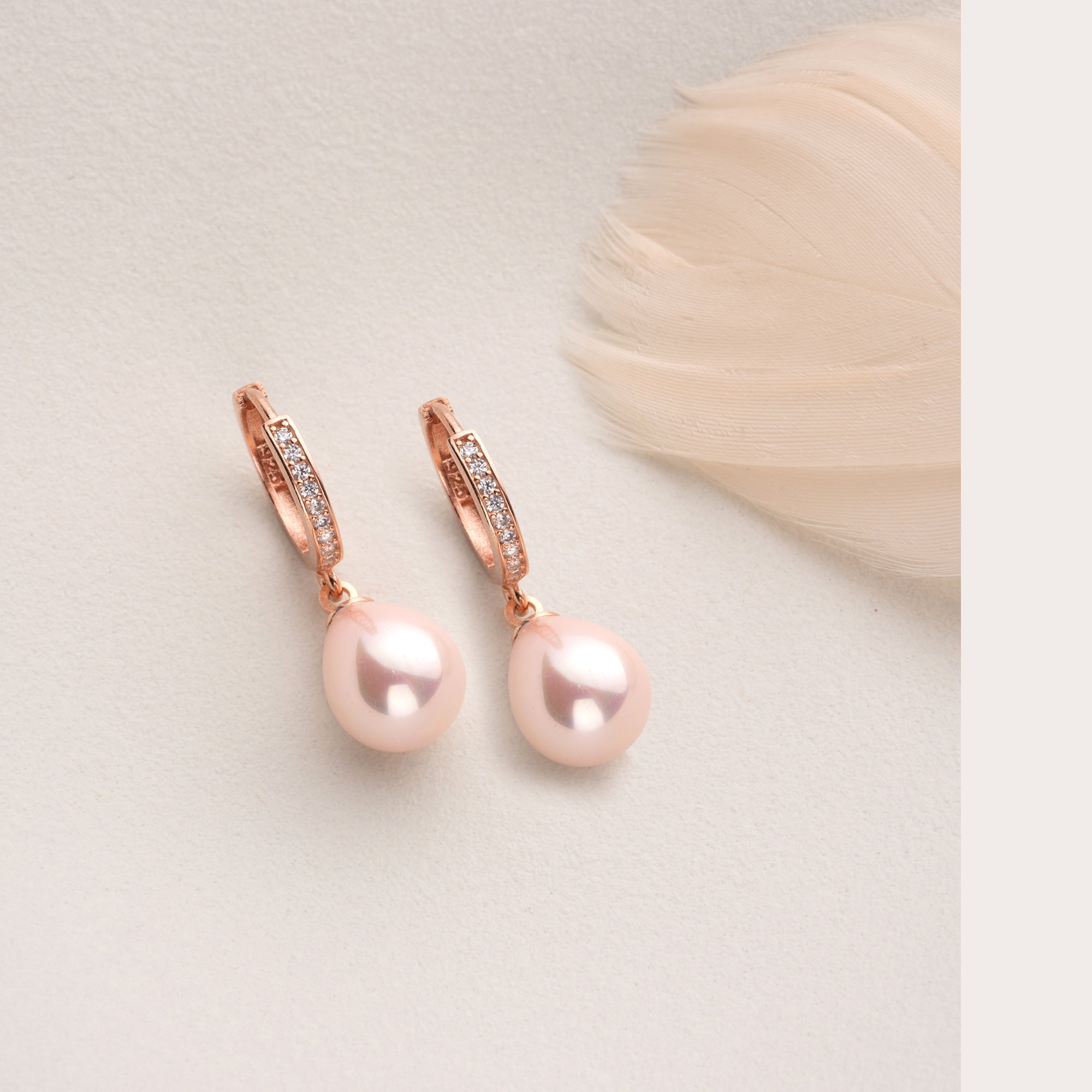 CREOLEN MIT ROSA PERLEN-TROPFEN OHRRINGE | 925 SILBER