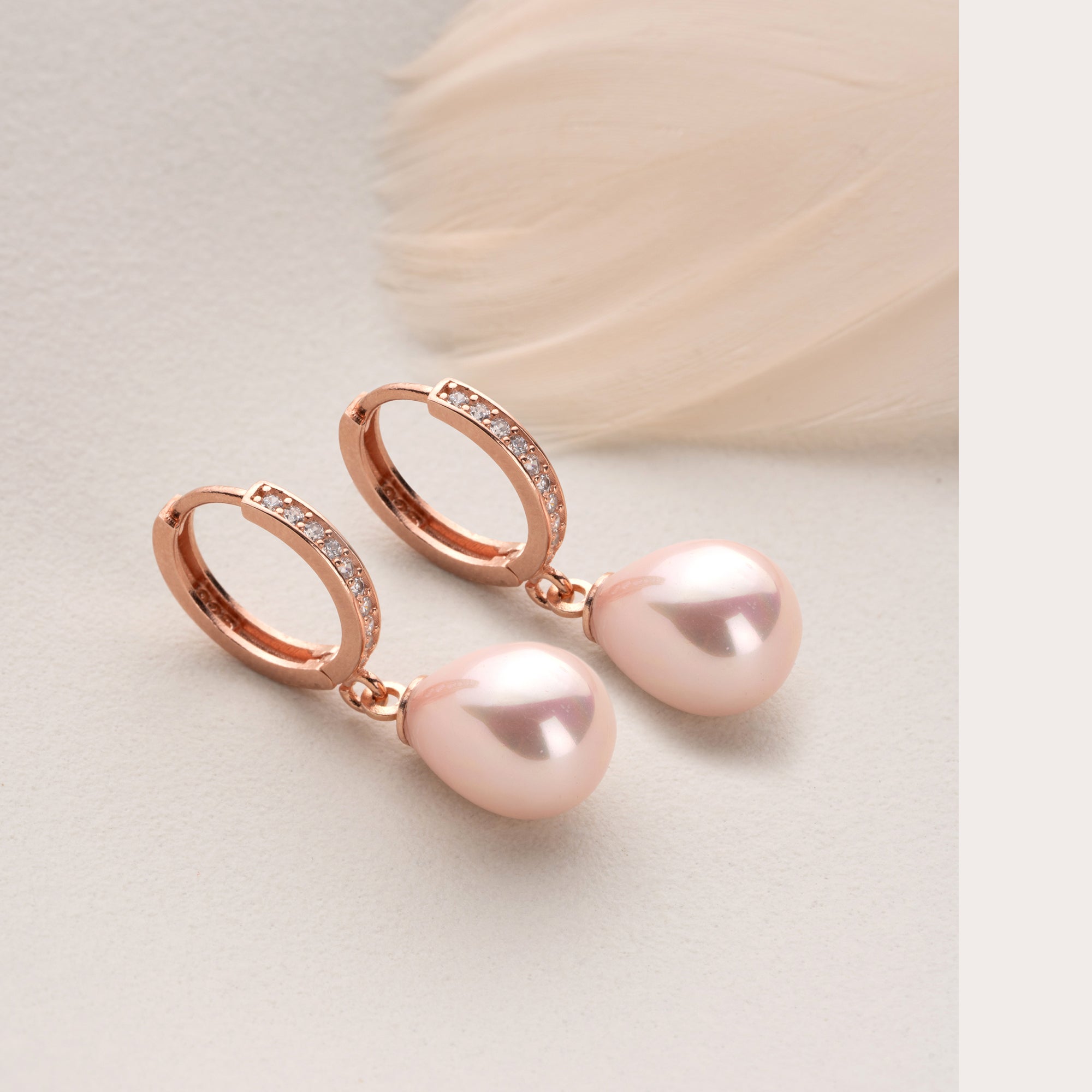 CREOLEN MIT ROSA PERLEN-TROPFEN OHRRINGE | 925 SILBER