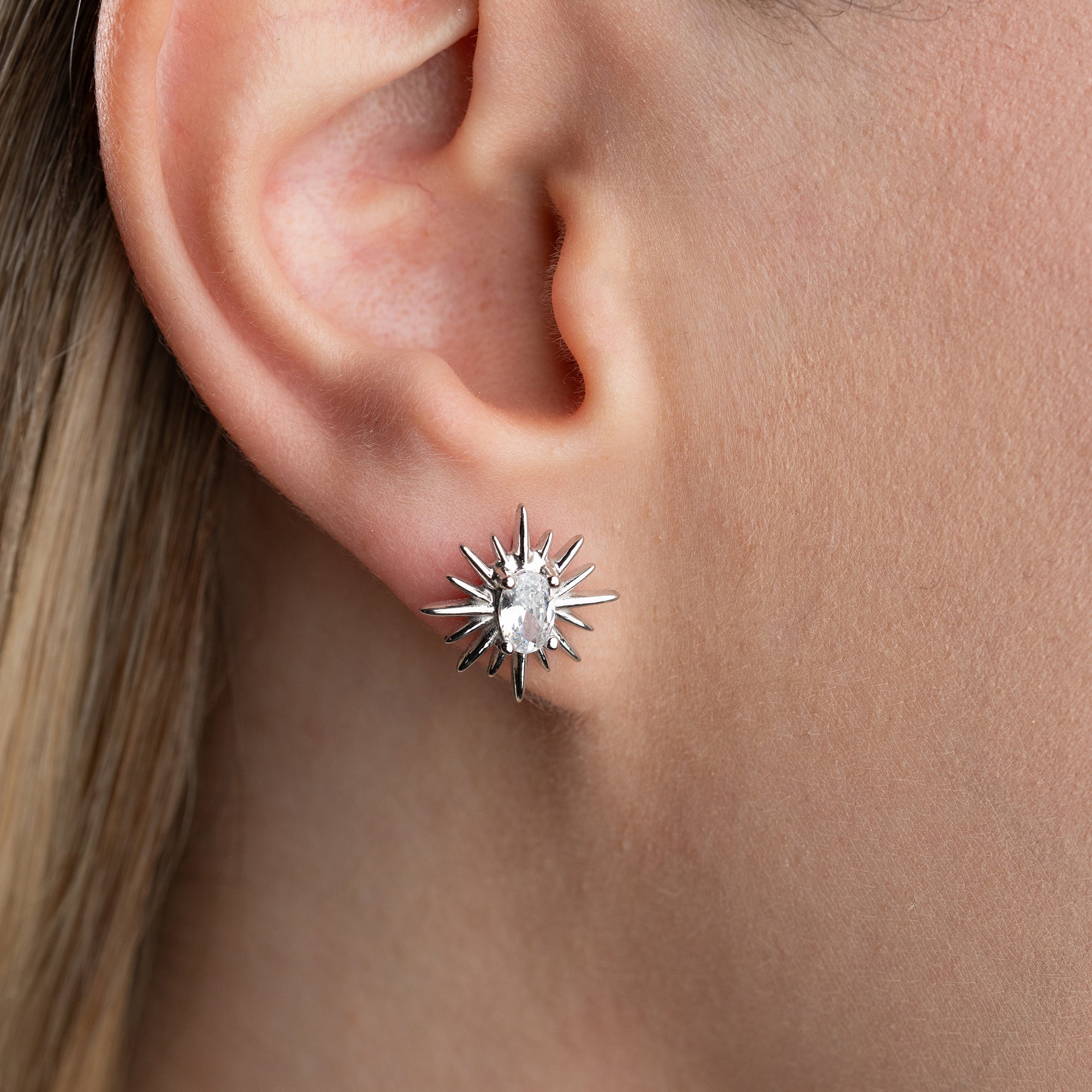 MINIMALISTISCH MIT OVALEM STEIN OHRRINGE | 925 SILBER