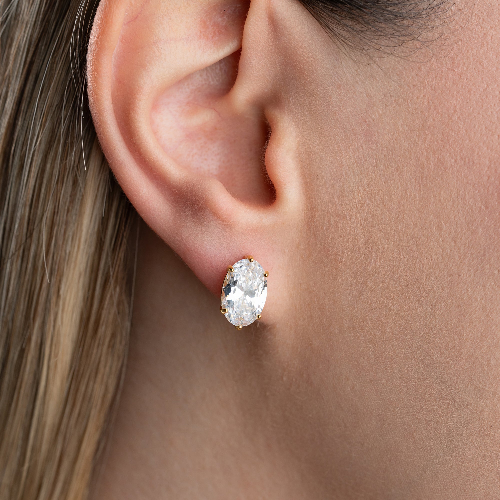 OVALER KRISTALL OHRRINGE | 925 SILBER