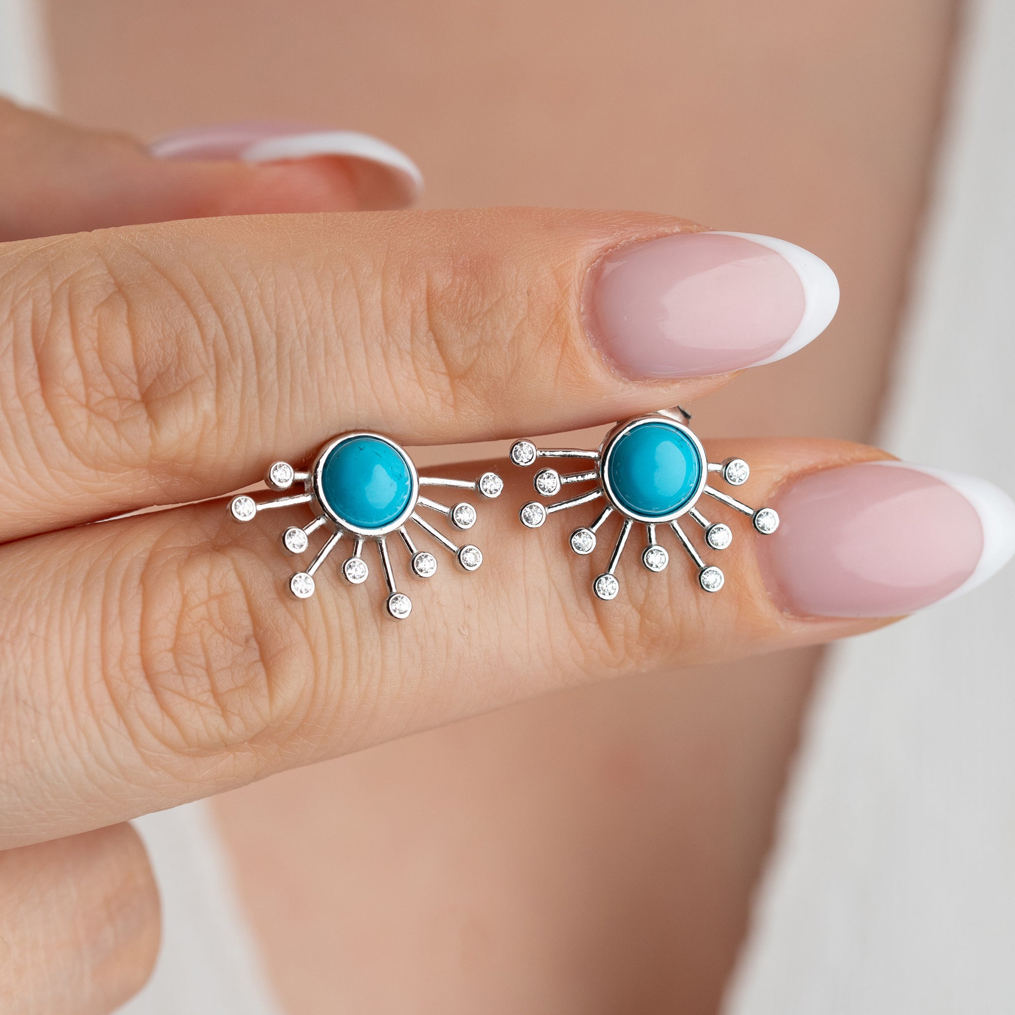 BLAUE EMAILLIERTE KUGEL OHRRINGE | 925 SILBER