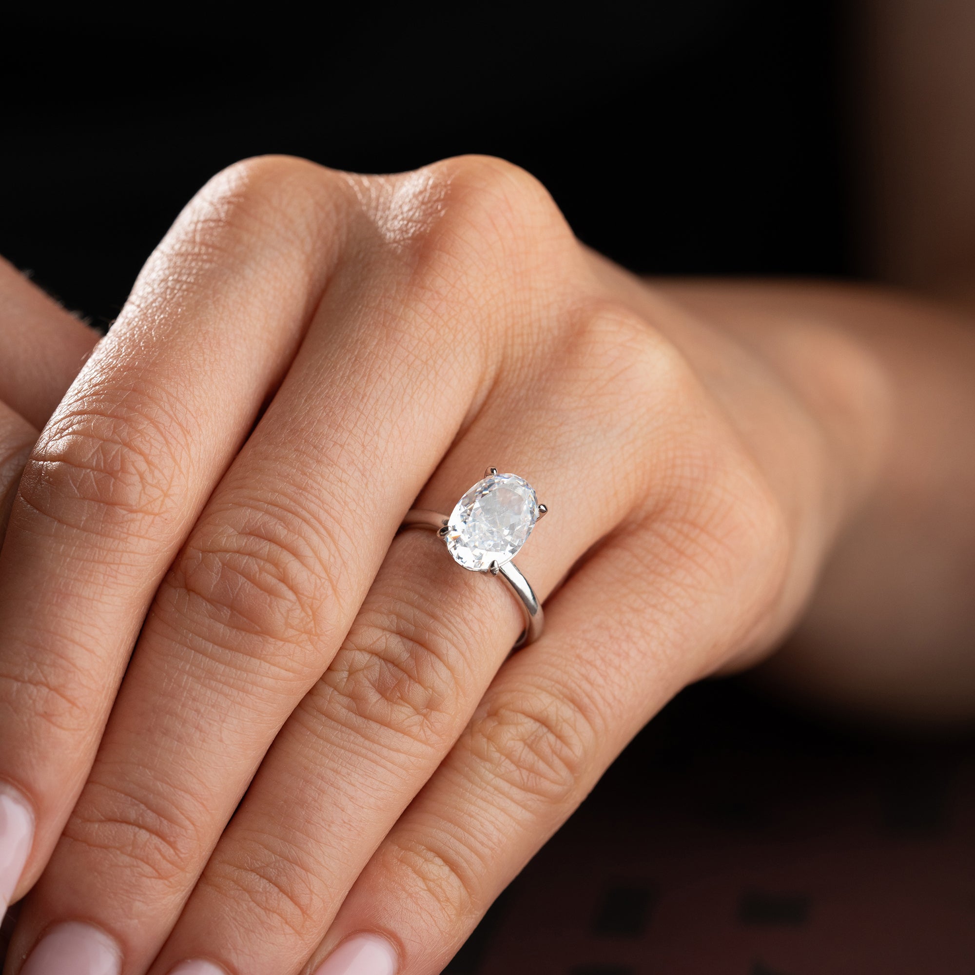 OVALER STEIN RING | 925 SILBER