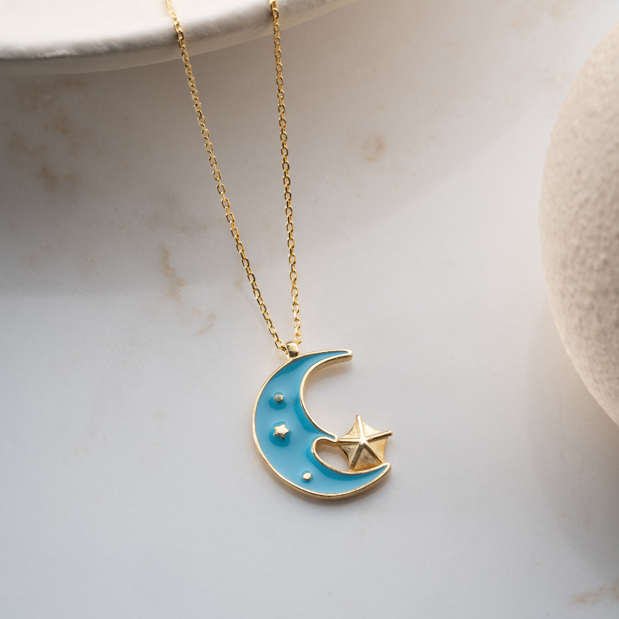 TURKIS MOON HALSKETTE| 925 SILBER