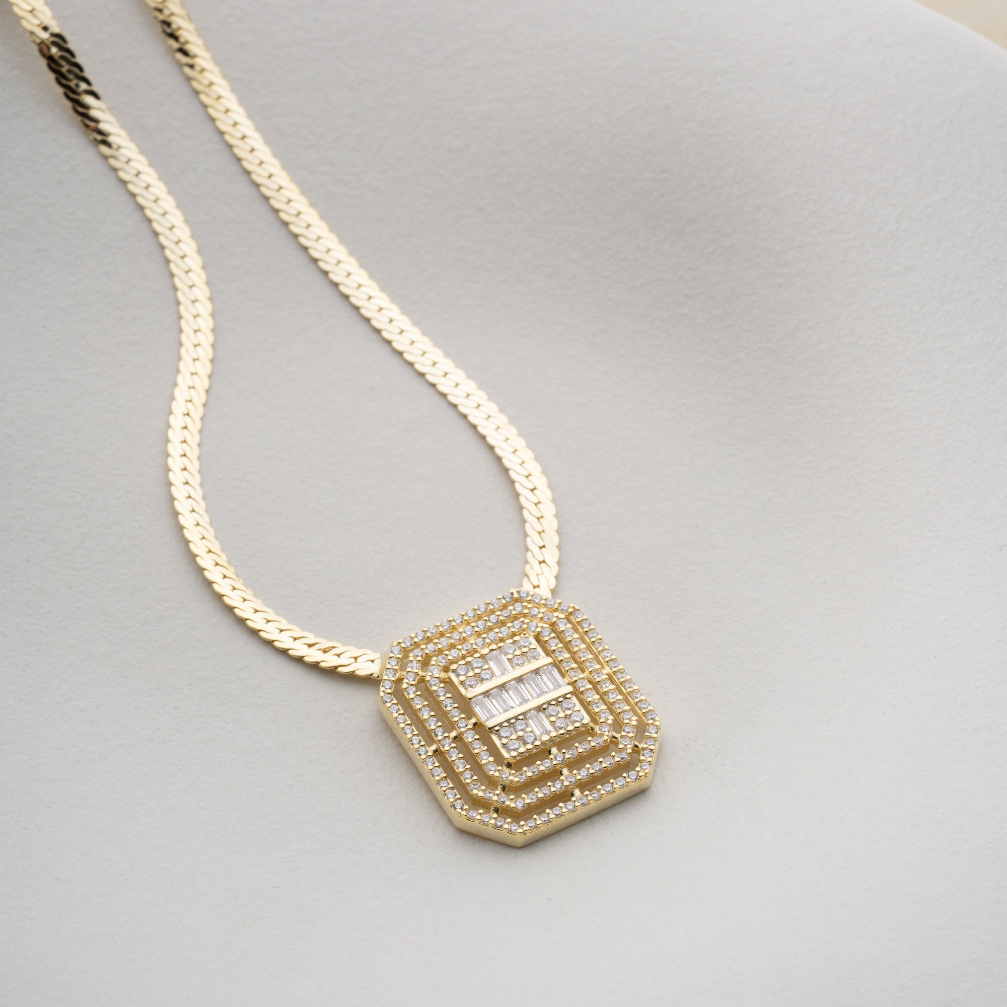 SQUARED BAGUETTE HALSKETTE| 925 SILBER