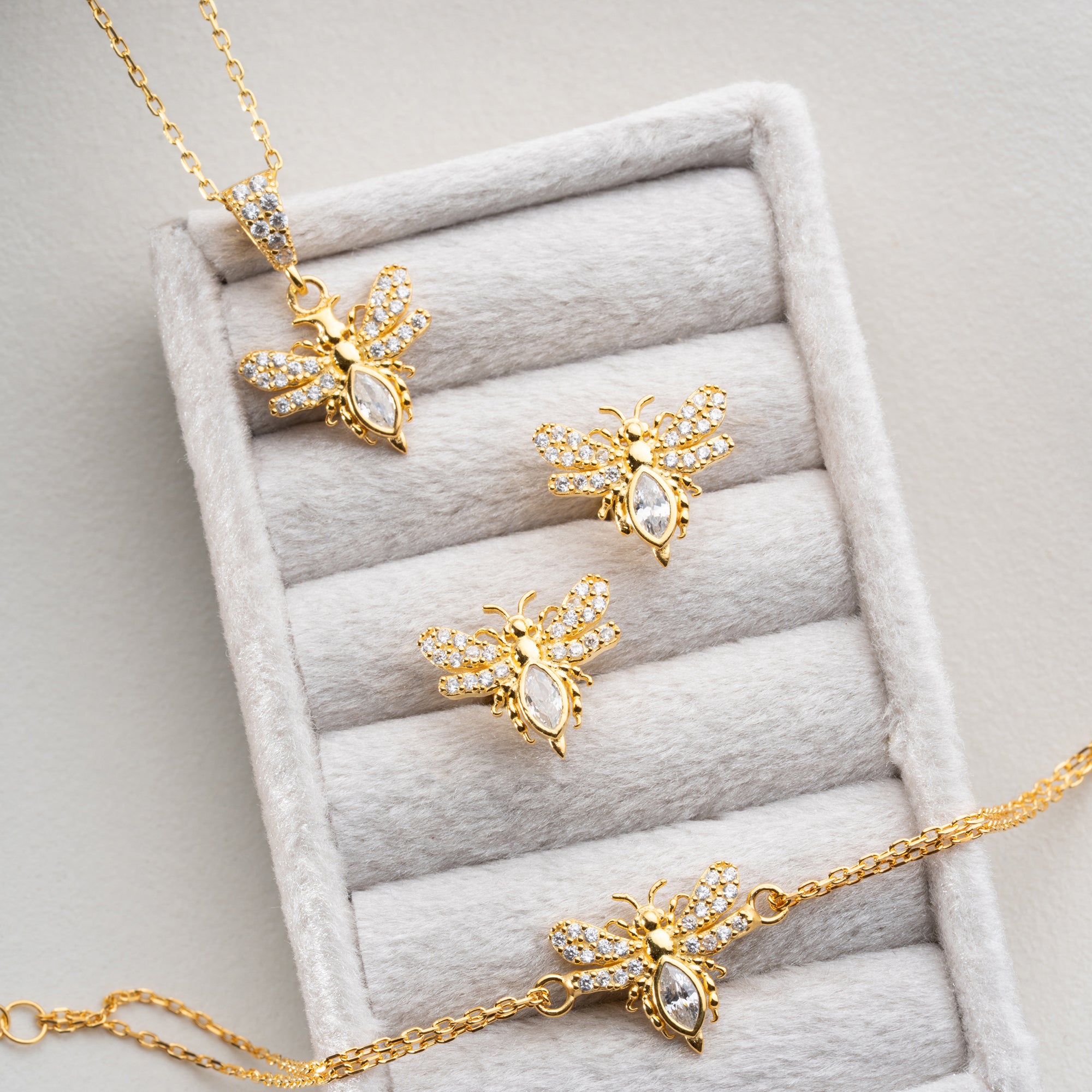 BEE HALSKETTE | ARMBAND | OHRRING SET | 925 SILBER