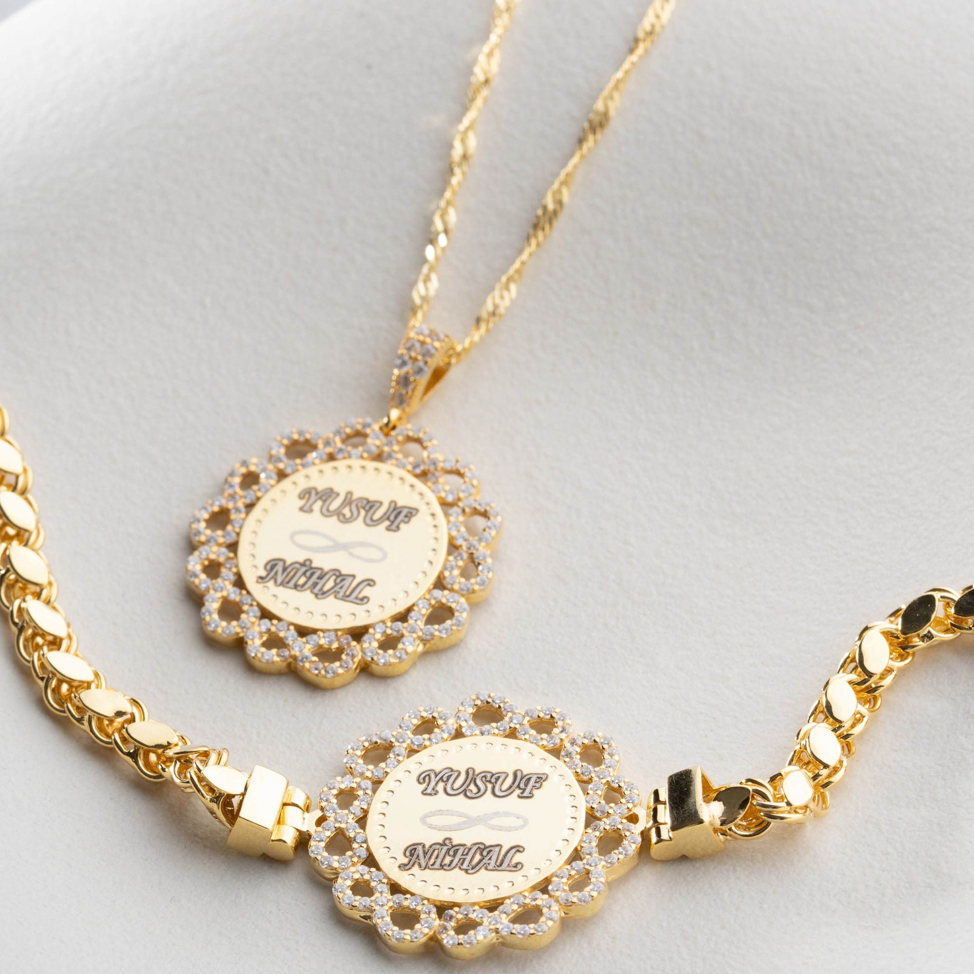 WAVE GRAVUR HALSKETTE | ARMBAND SET | 925 SILBER