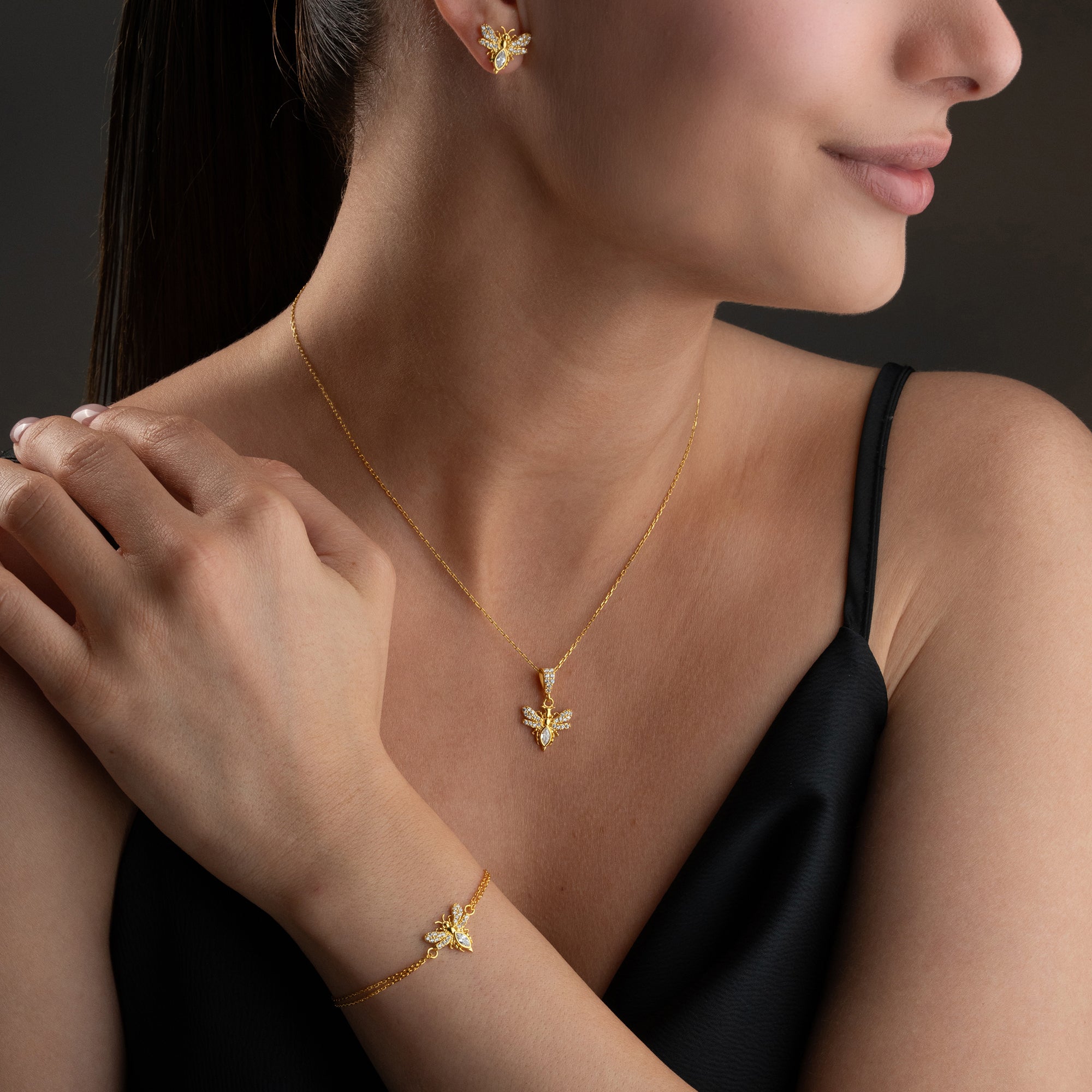 BEE HALSKETTE | ARMBAND | OHRRING SET | 925 SILBER