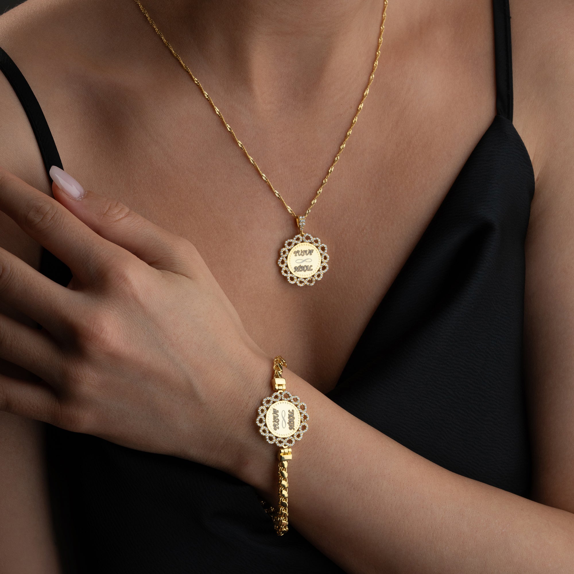 WAVE GRAVUR HALSKETTE | ARMBAND SET | 925 SILBER