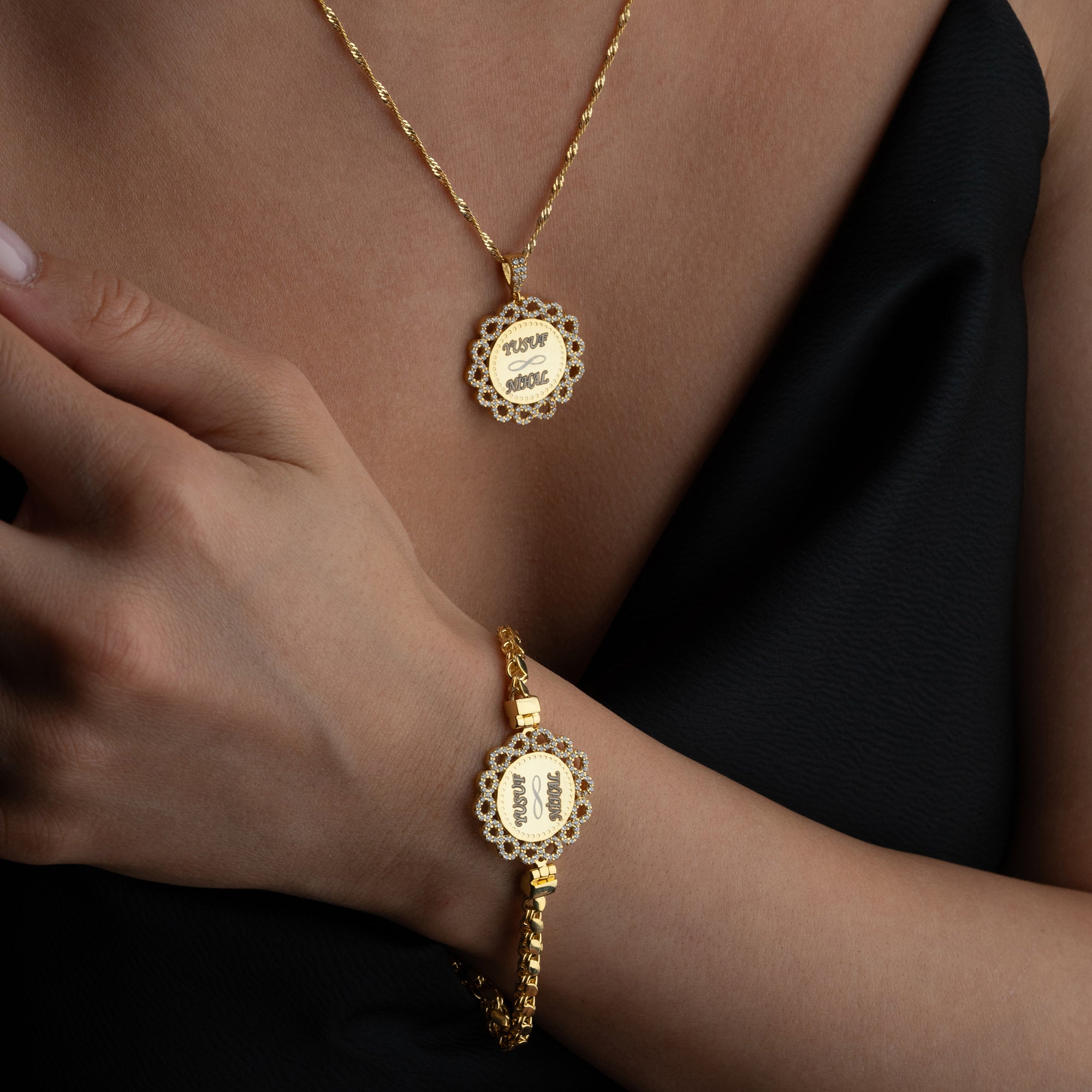 WAVE GRAVUR HALSKETTE | ARMBAND SET | 925 SILBER