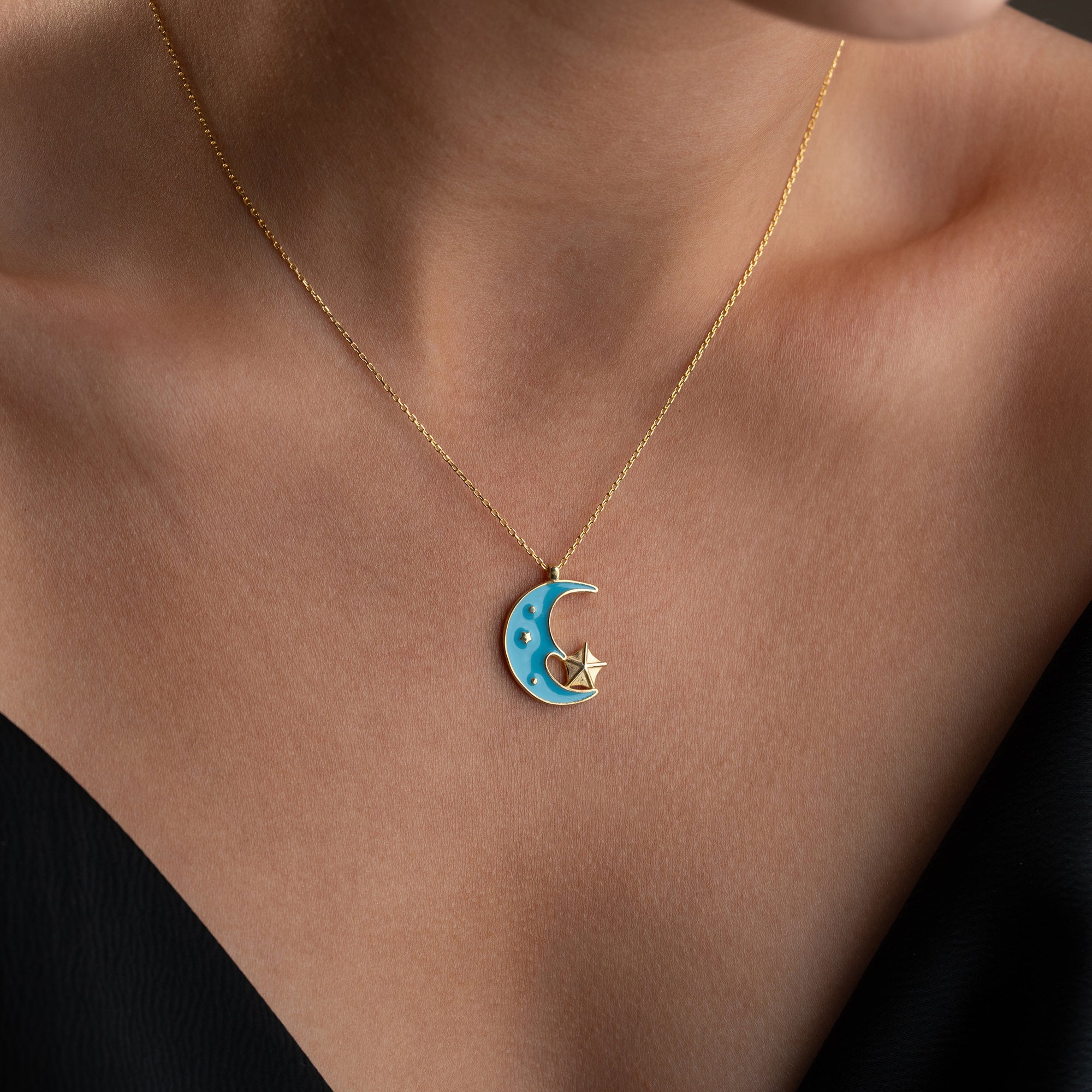 TURKIS MOON HALSKETTE| 925 SILBER