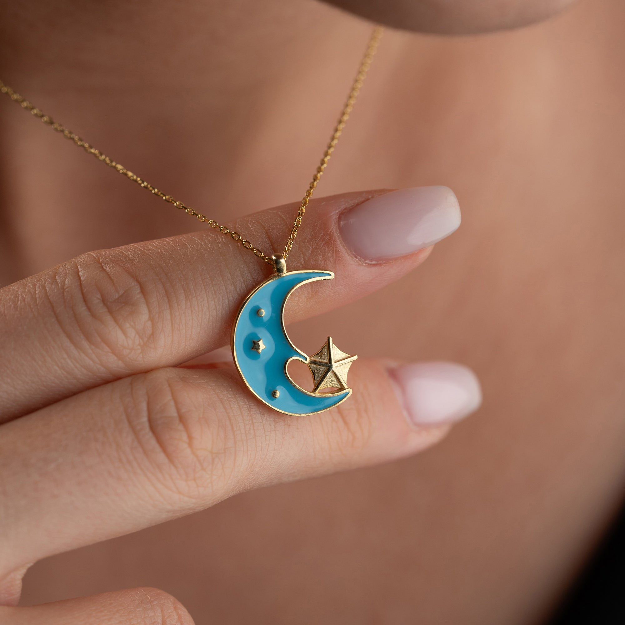 TURKIS MOON HALSKETTE| 925 SILBER