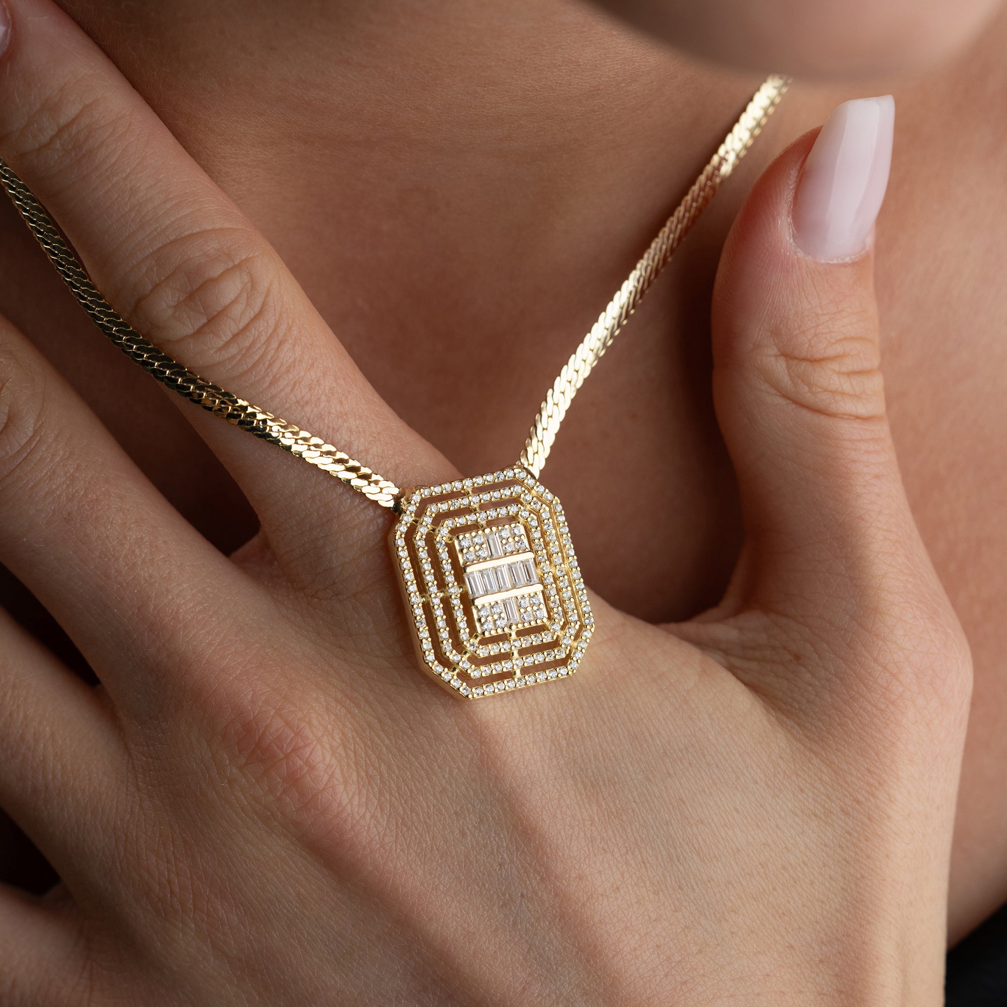 SQUARED BAGUETTE HALSKETTE| 925 SILBER