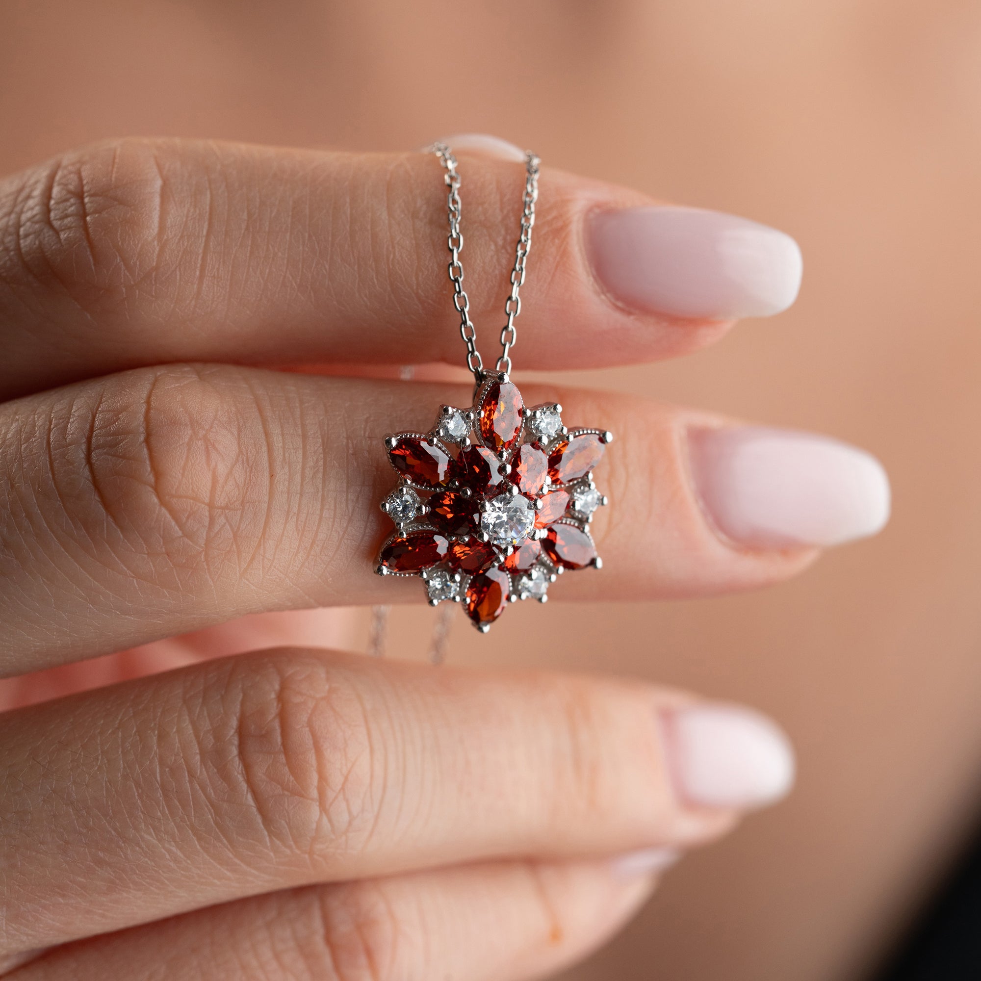 ROTE LOTUS HALSKETTE| 925 SILBER