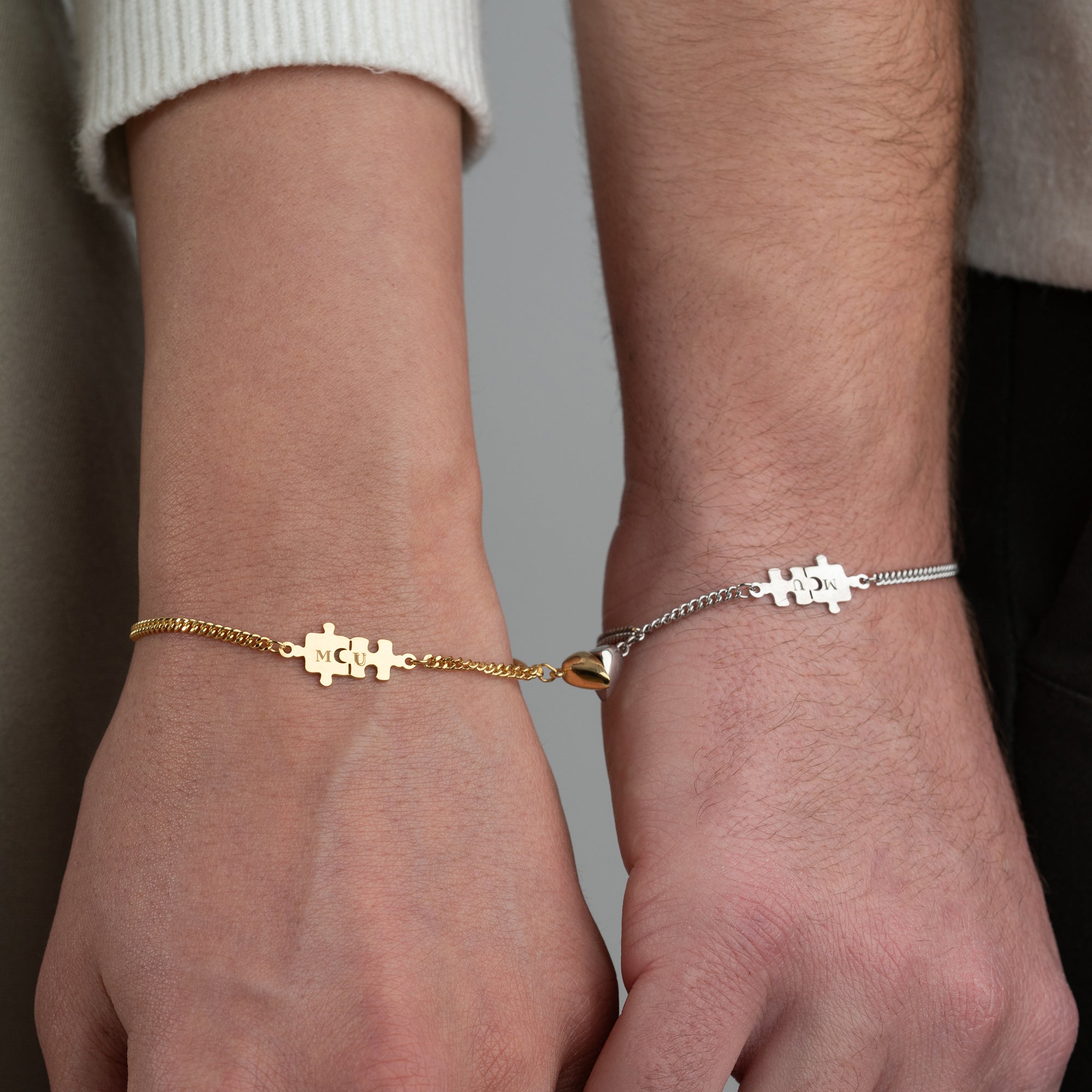 PUZZLE HERZ PARTNERARMBAND | 925 SILBER