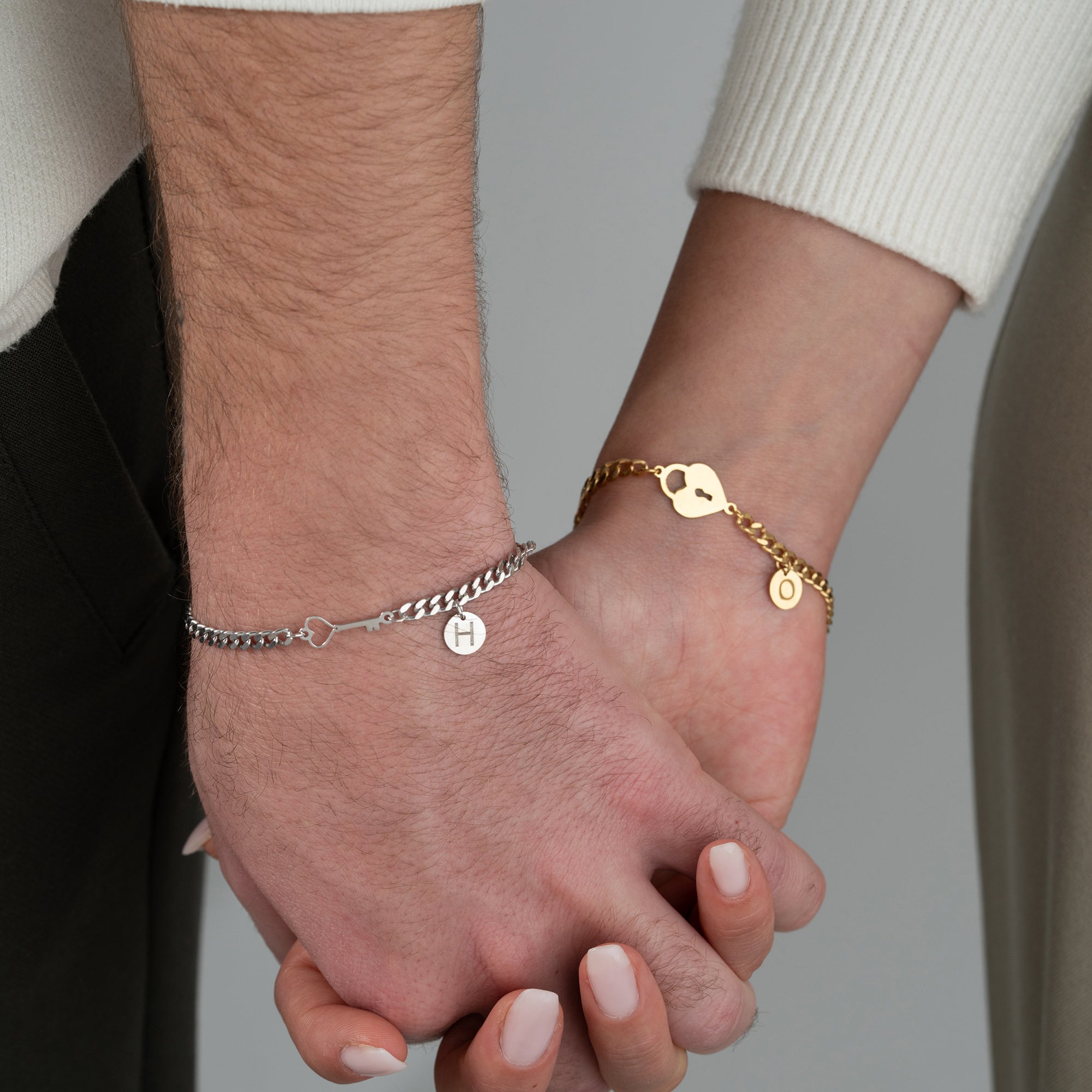 SCHLOSS BUCHSTABEN PARTNERARMBAND | 925 SILBER