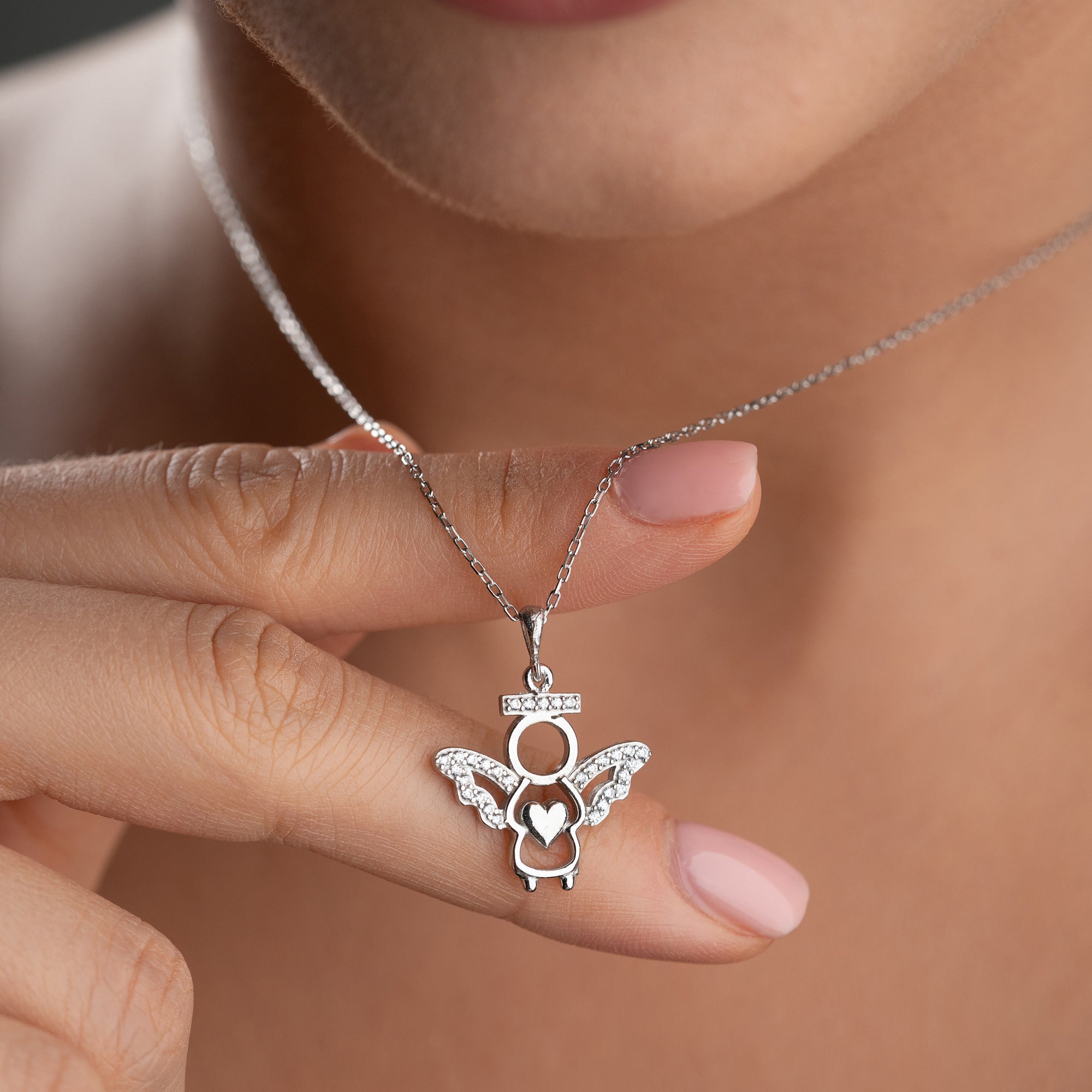 ENGEL MIT HERZ SİLBER HALSKETTE | 925 SILBER
