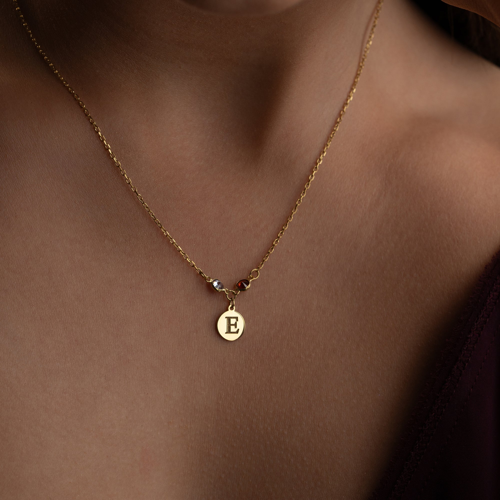 GEBURTSSTEIN PLÄTTCHEN HALSKETTE| 925 SILBER