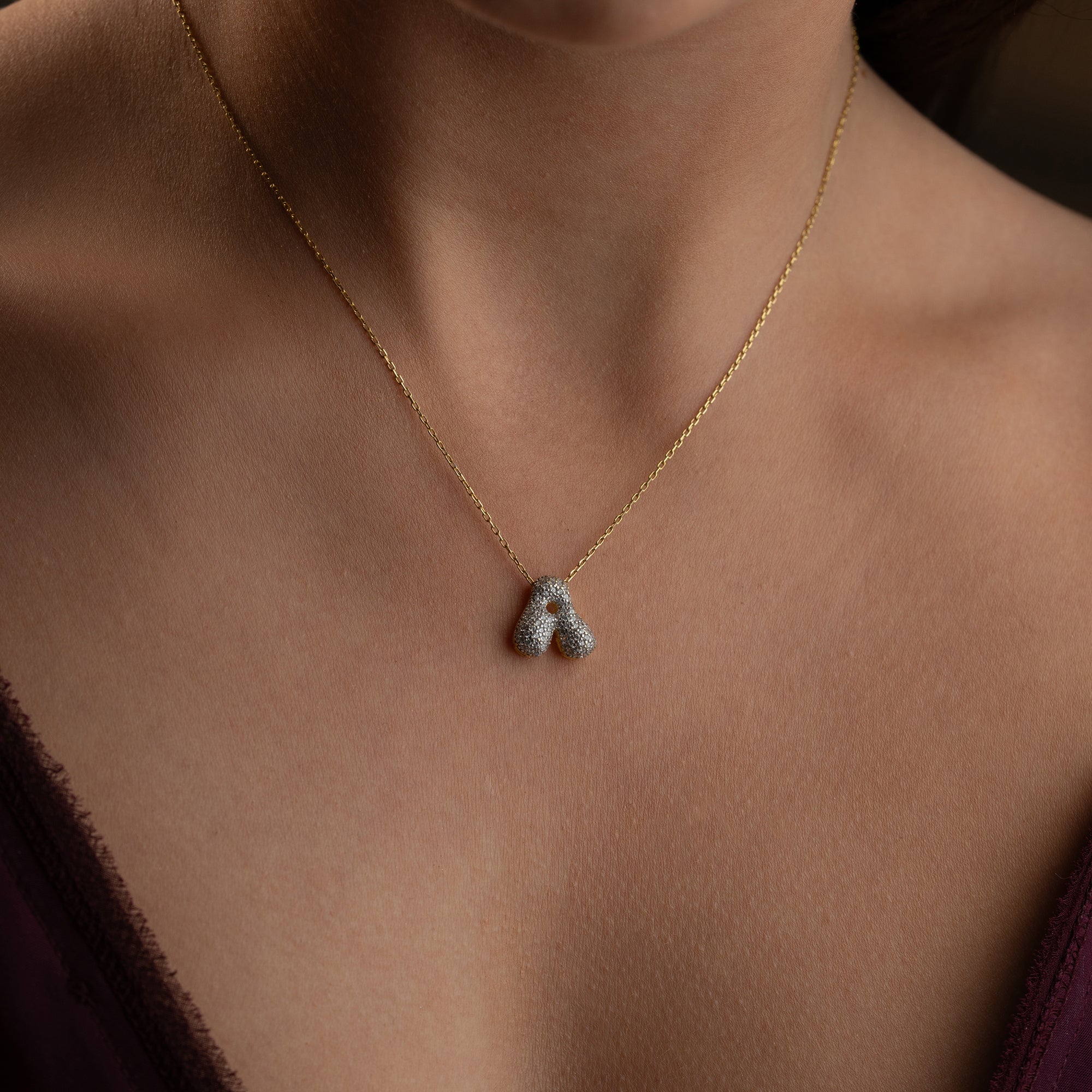 BUBBLE ZIRKONIA BUCHSTABENKETTE| 925 SILBER