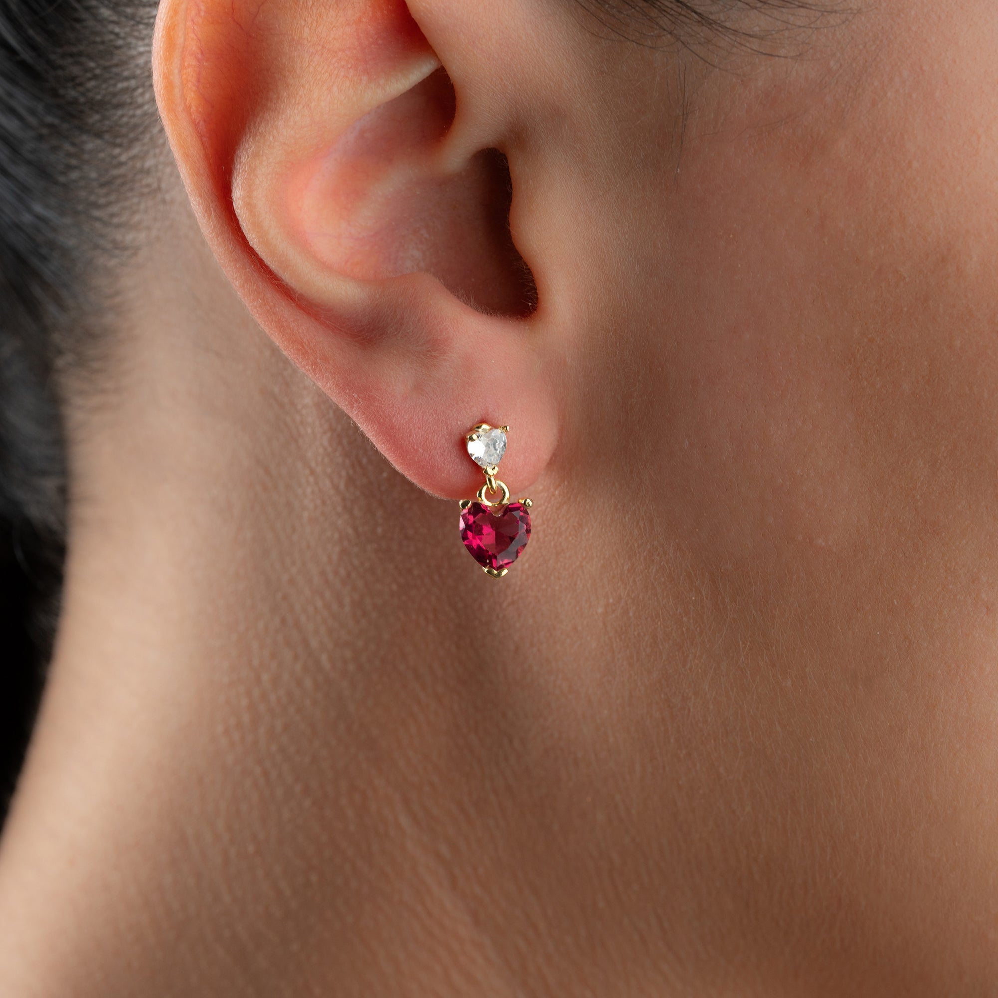 MINI RED HEART OHRRINGE | 925 SILBER