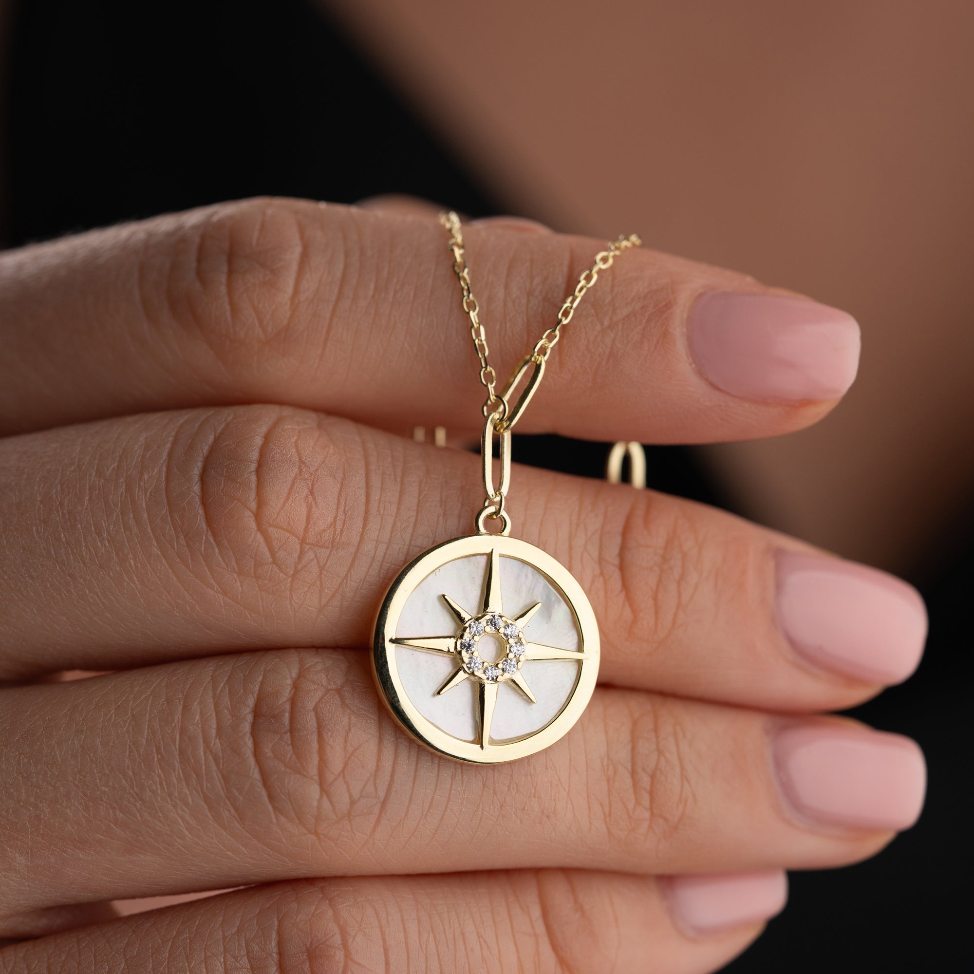 POLARSTERN-PLÄTTCHEN GOLD HALSKETTE | 925 SILBER