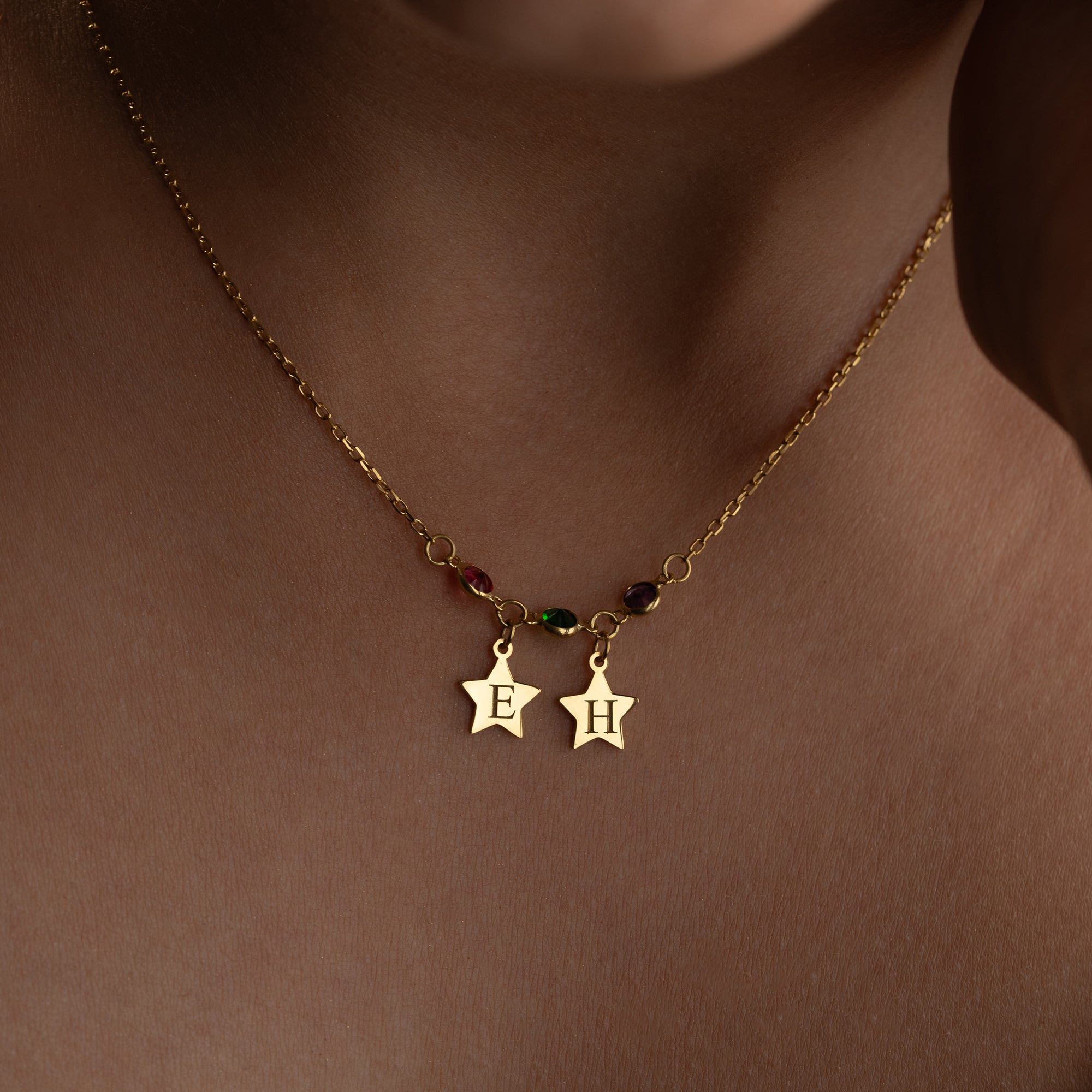 DUO STERN GEBURTSSTEIN HALSKETTE | 925 SILBER