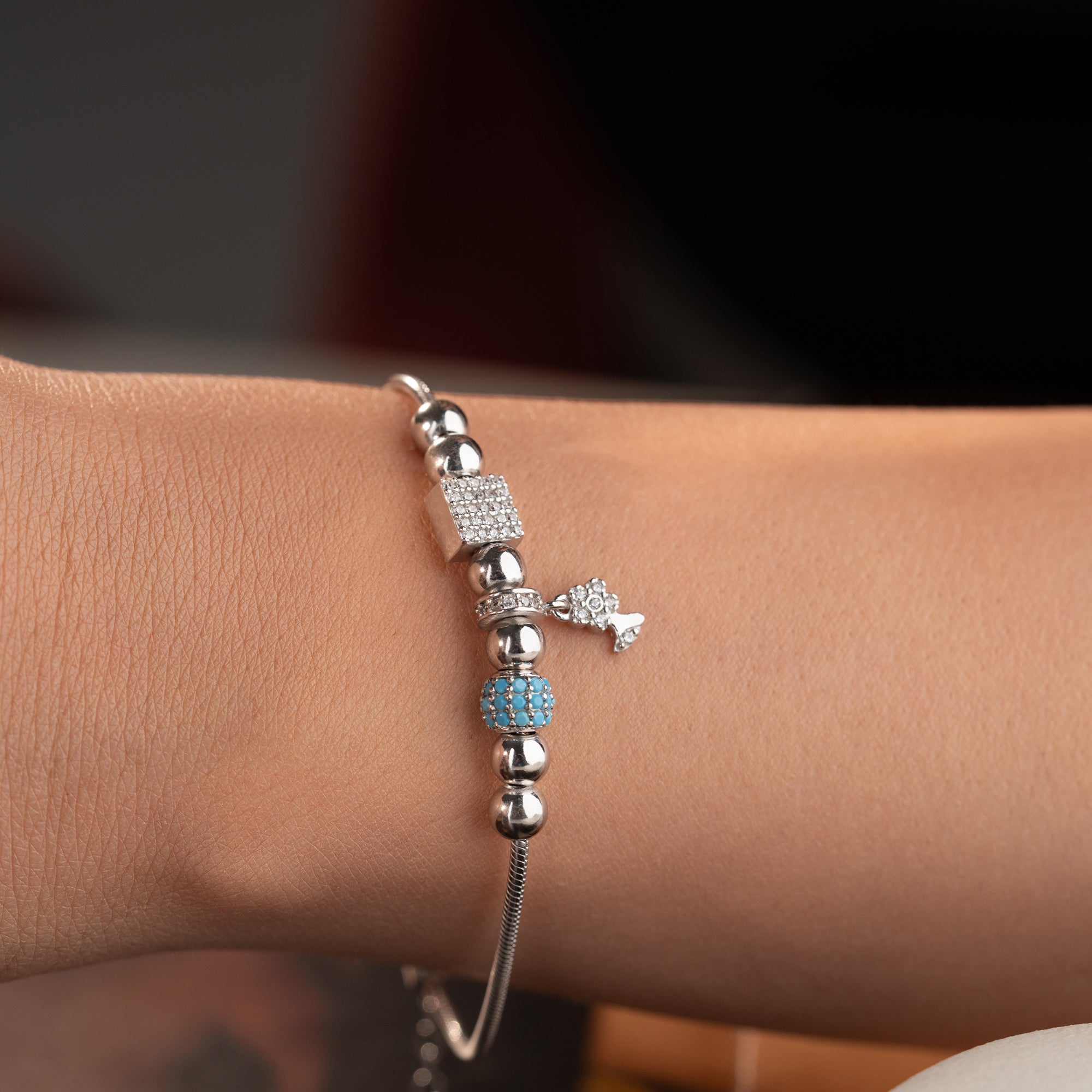 CHARM MIT STEIN ARMKETTE | 925 SILBER