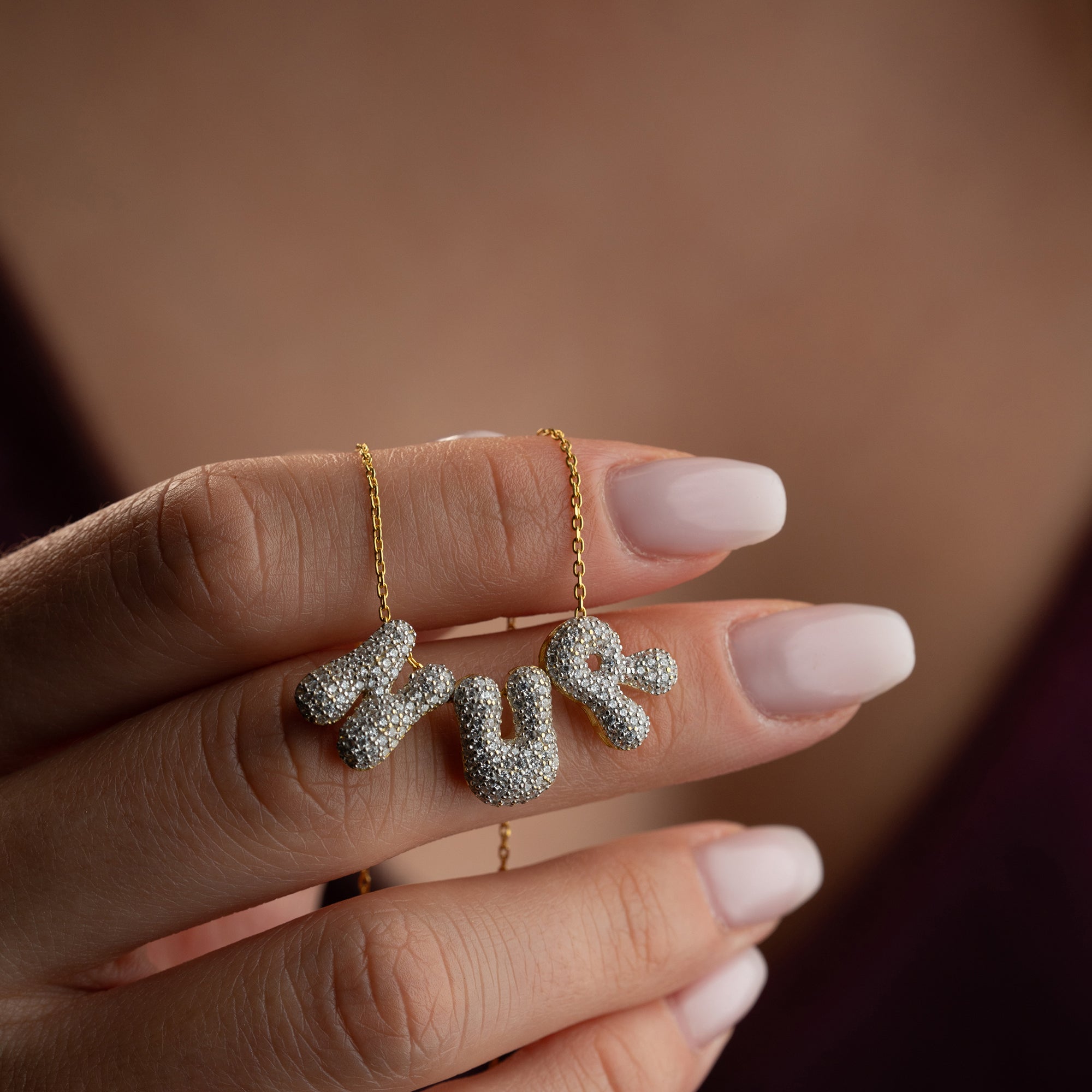 Bubble Zirconia Name Necklace | 925 Silver