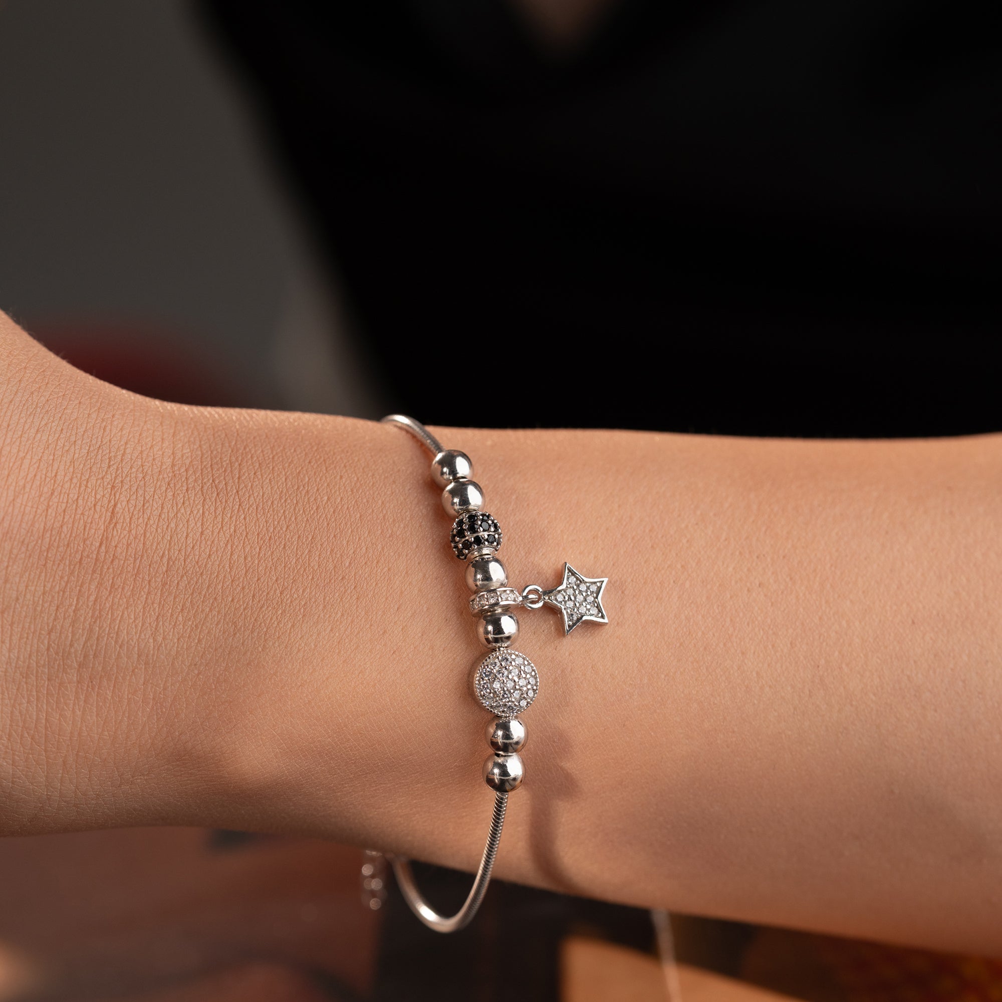 CHARM MIT STERN-ANHÄNGER ARMKETTE | 925 SILBER