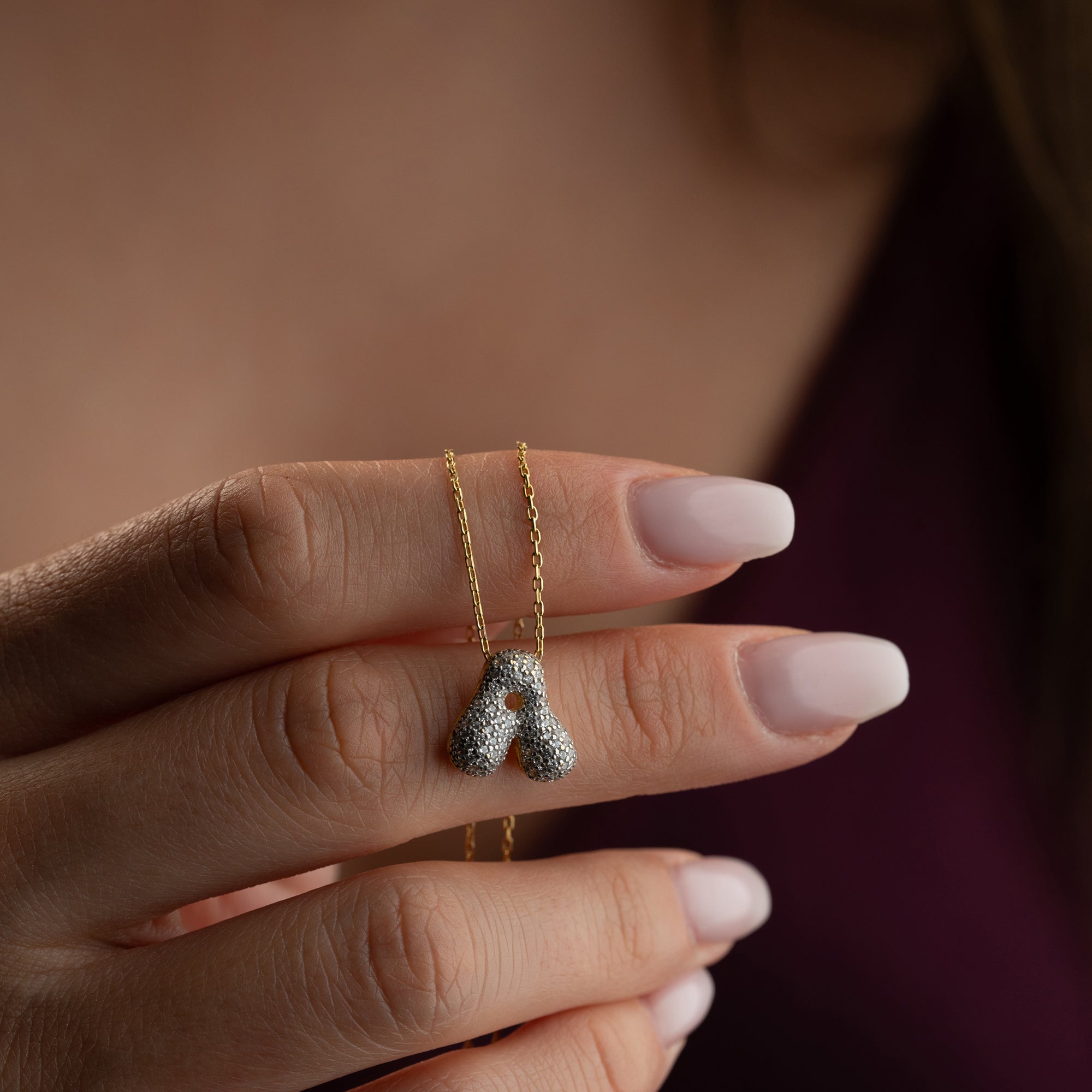 BUBBLE ZIRKONIA BUCHSTABENKETTE| 925 SILBER