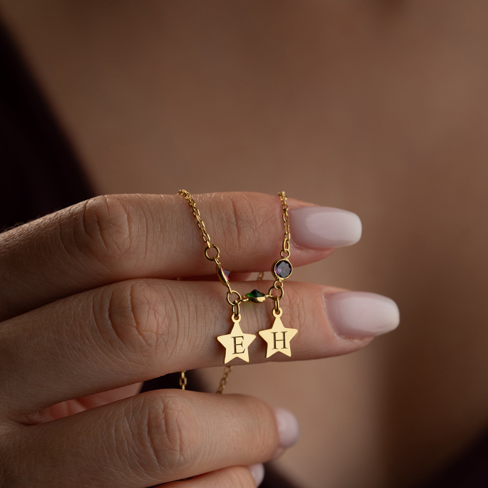 DUO STERN GEBURTSSTEIN HALSKETTE | 925 SILBER