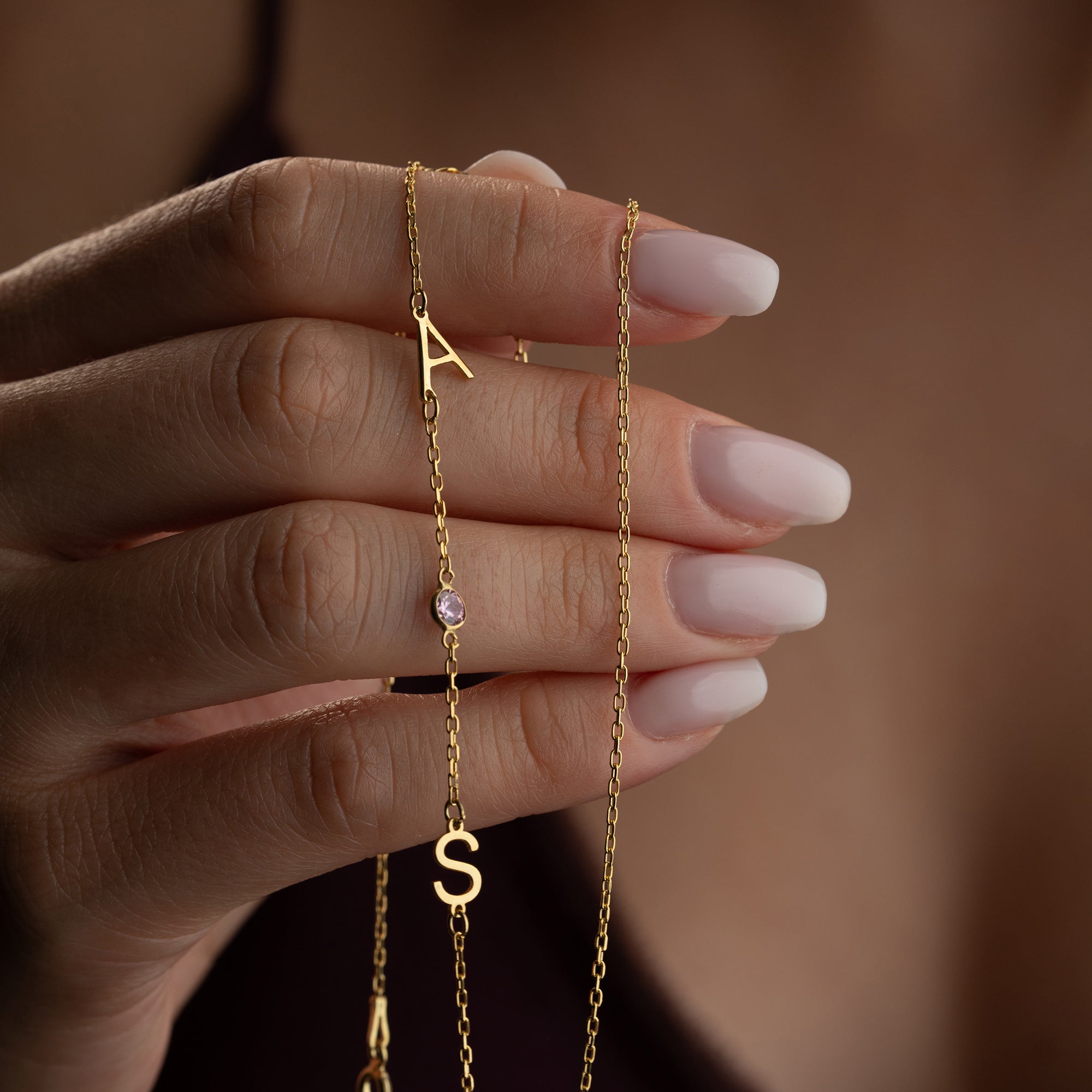 DUO LETTER & STEIN HALSKETTE | 925 SILBER