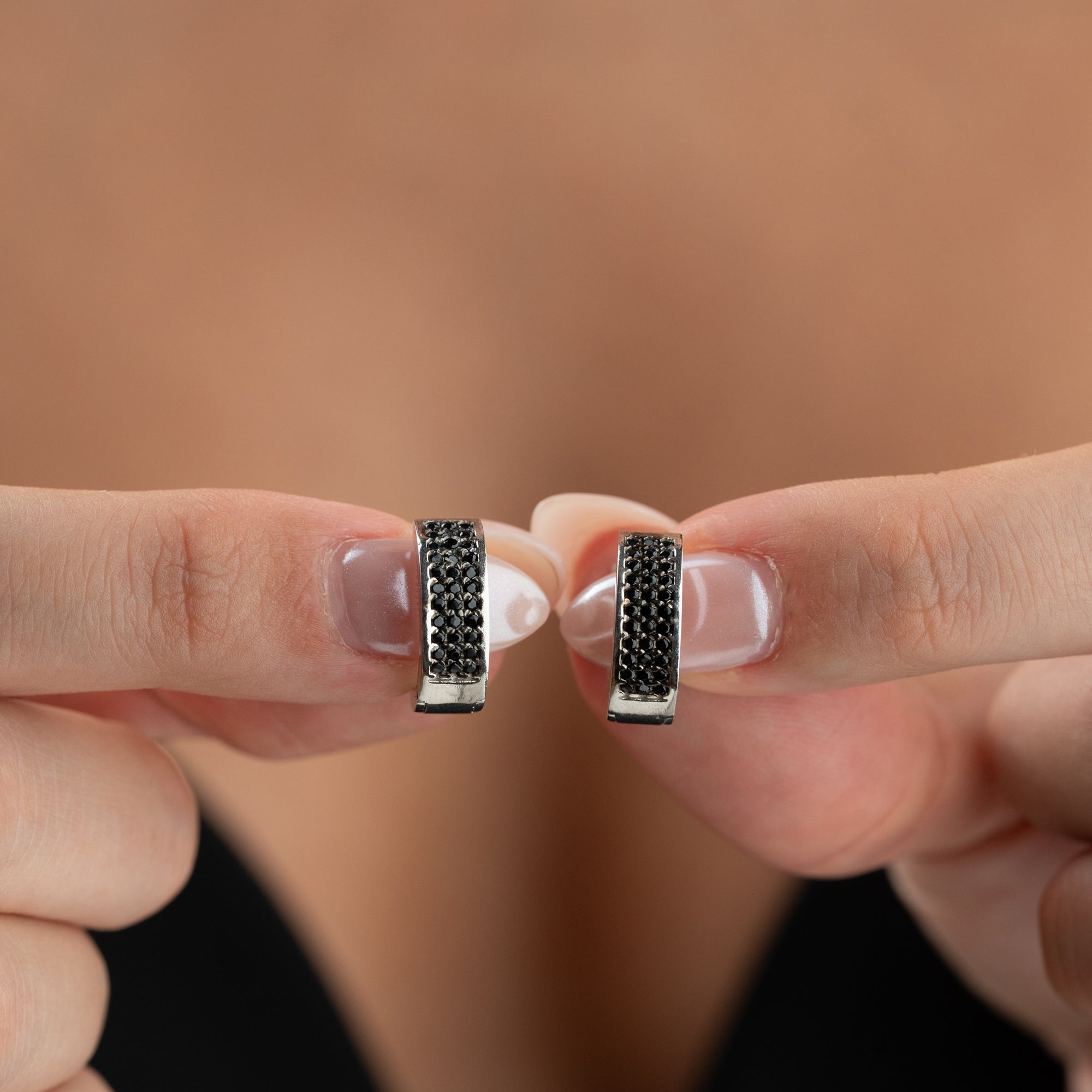 TUGI BLACK STONE OHRRINGE | 925 SILBER