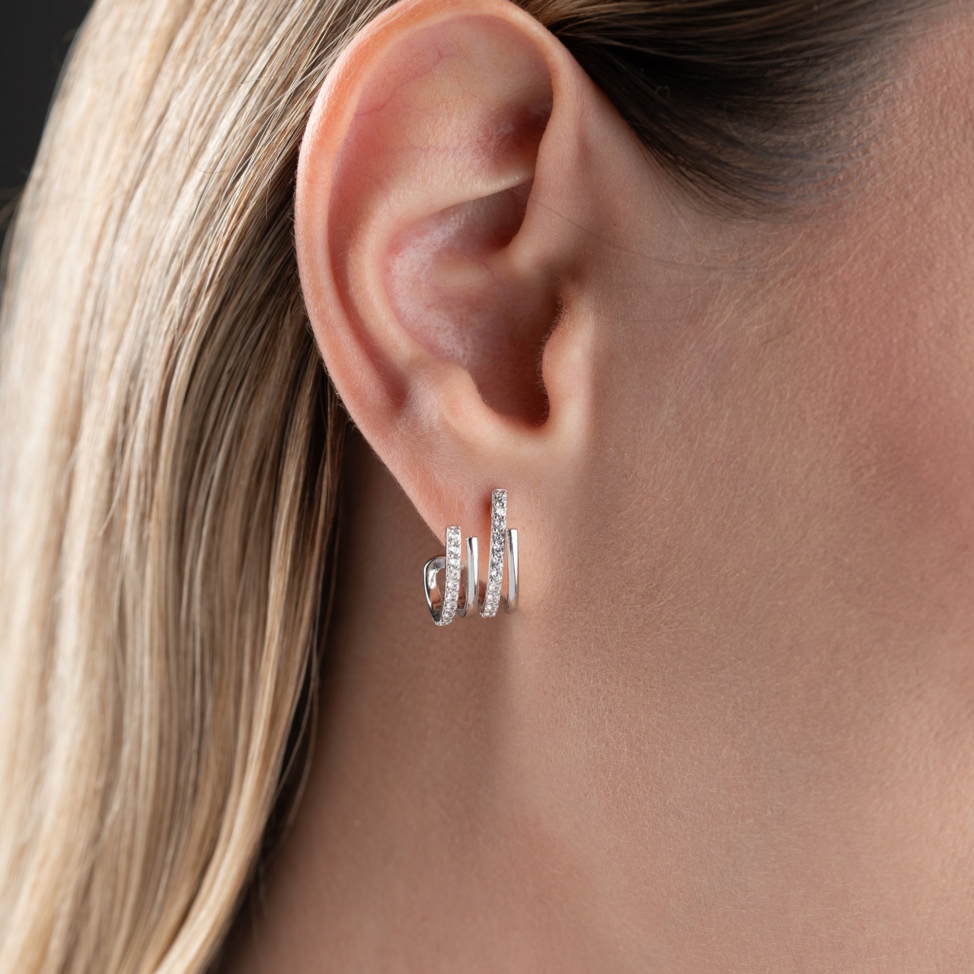 REIHIGE IM MULTI-PIERCING-LOOK OHRRINGE | 925 SILBER