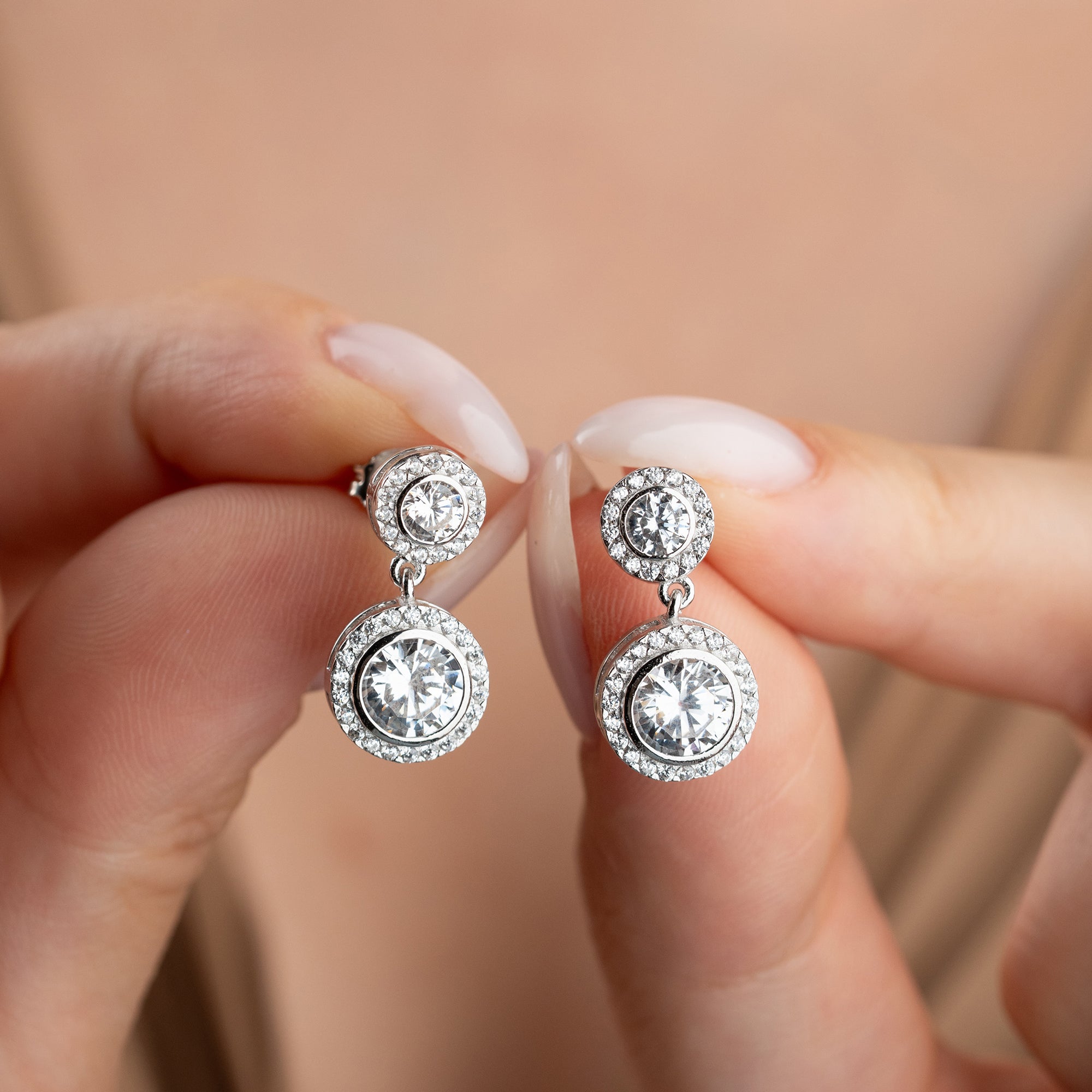 HALO HÄNGEOHRRINGE ZIRKONIA OHRRINGE | 925 SILBER