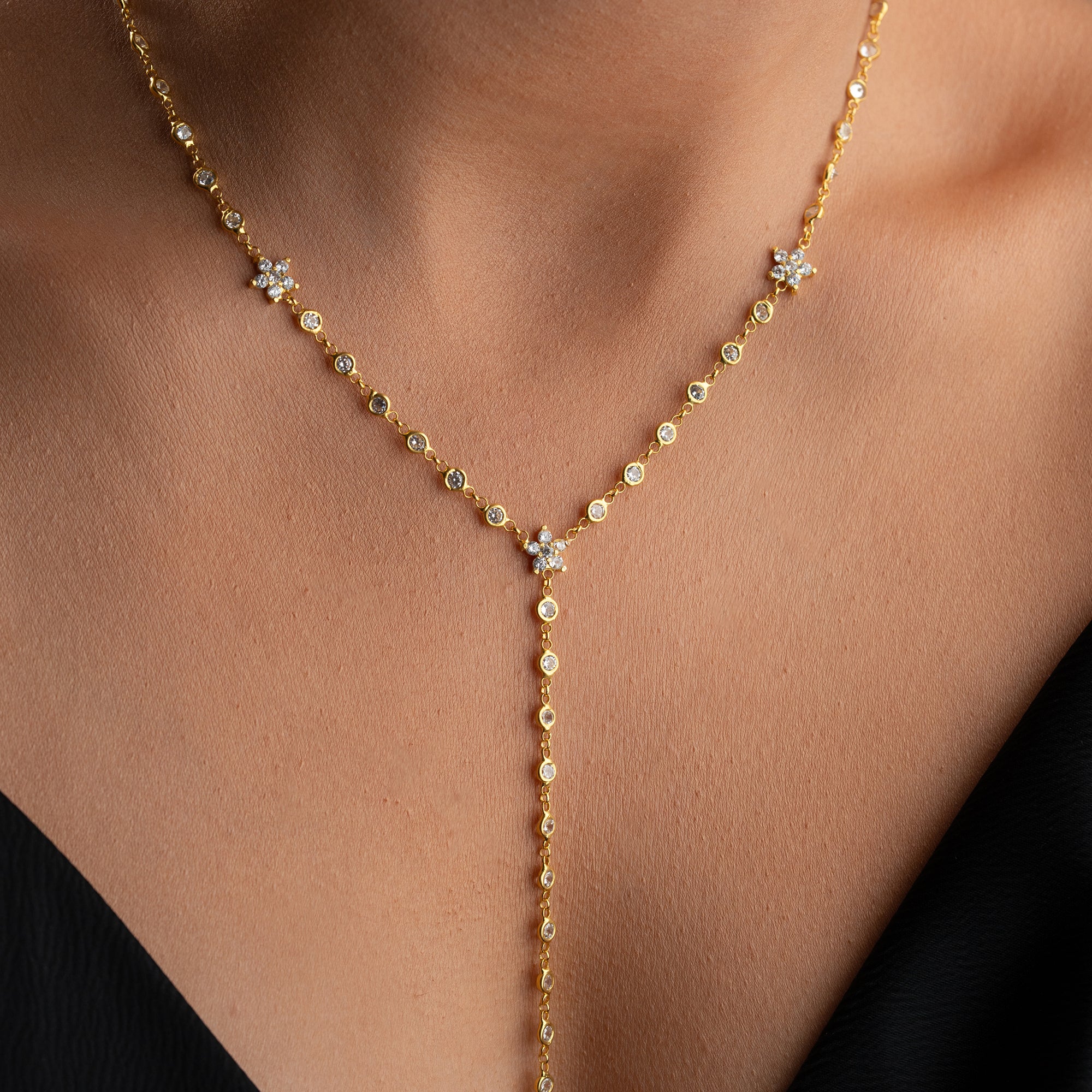 Y-MIT BLUMEN HALSKETTE | 925 SILBER