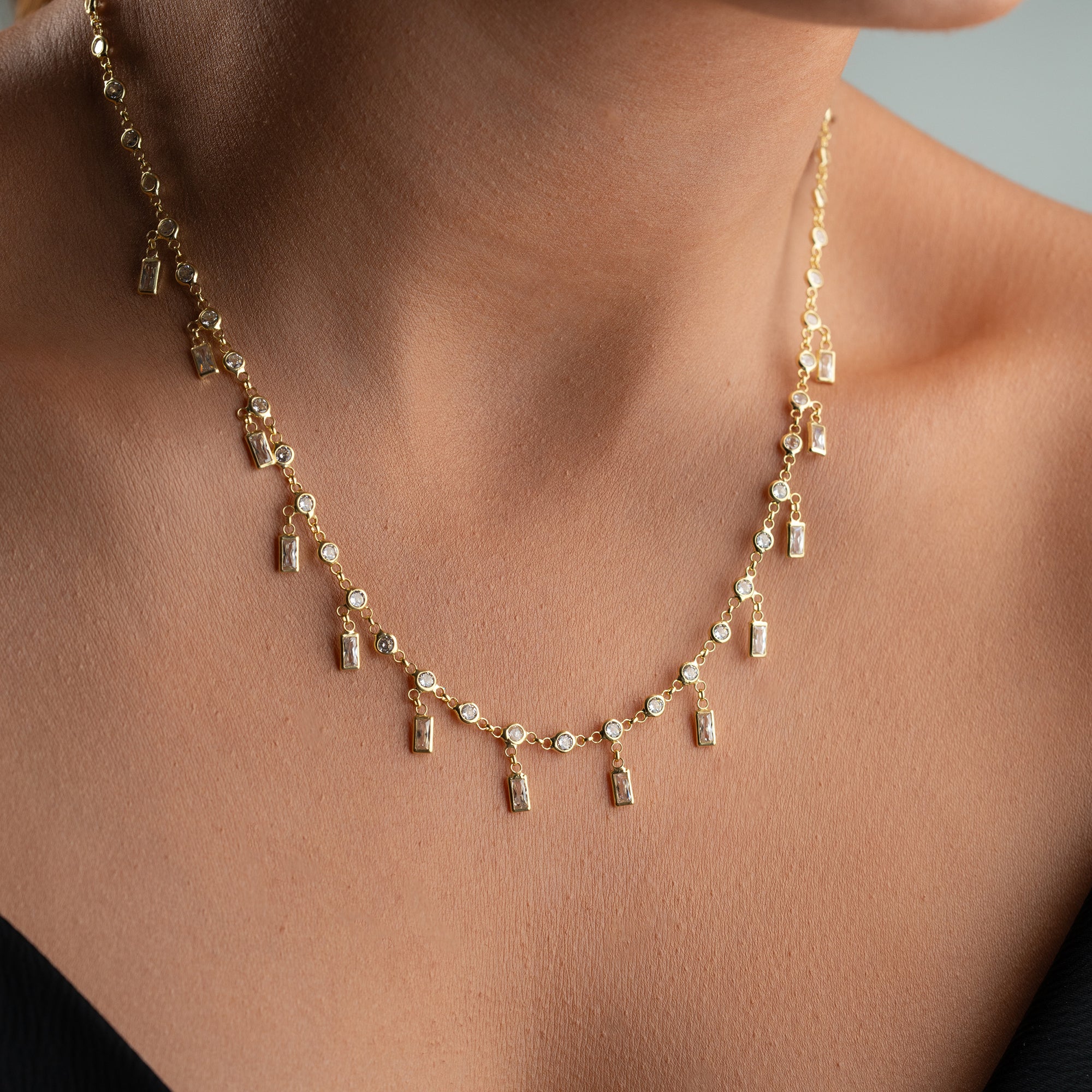 BAGUETTE DROP HALSKETTE | 925 SILBER