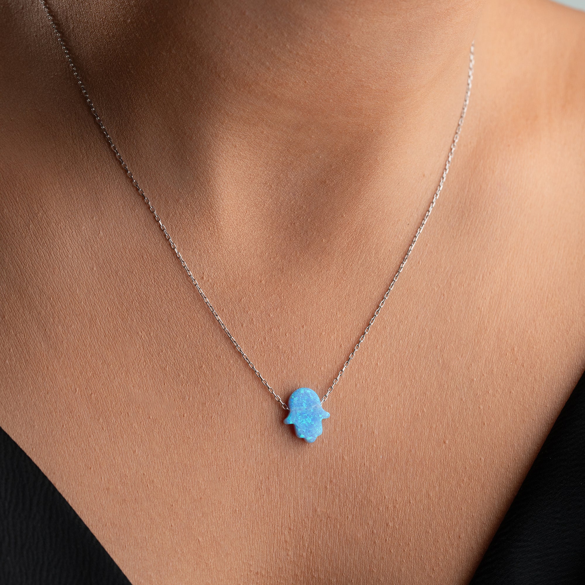 HAMSA OPAL HALSKETTE | 925 SILBER